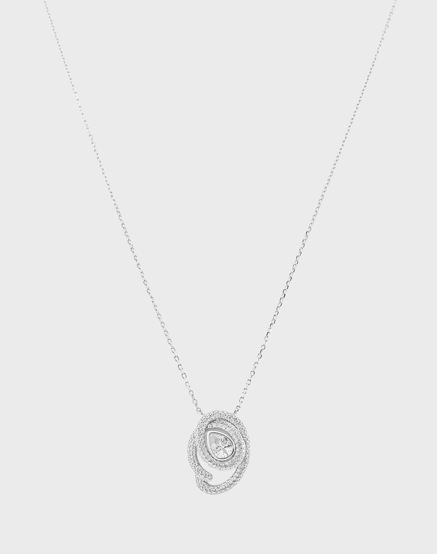 Silver Majestic Pear Pendant Chain