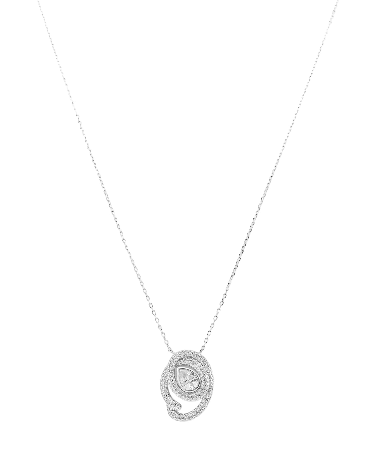 Silver Majestic Pear Pendant Chain
