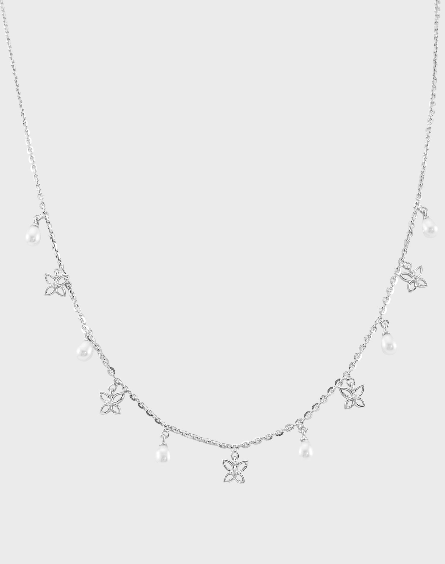Silver Wing Pearl Charm Pendant Chain