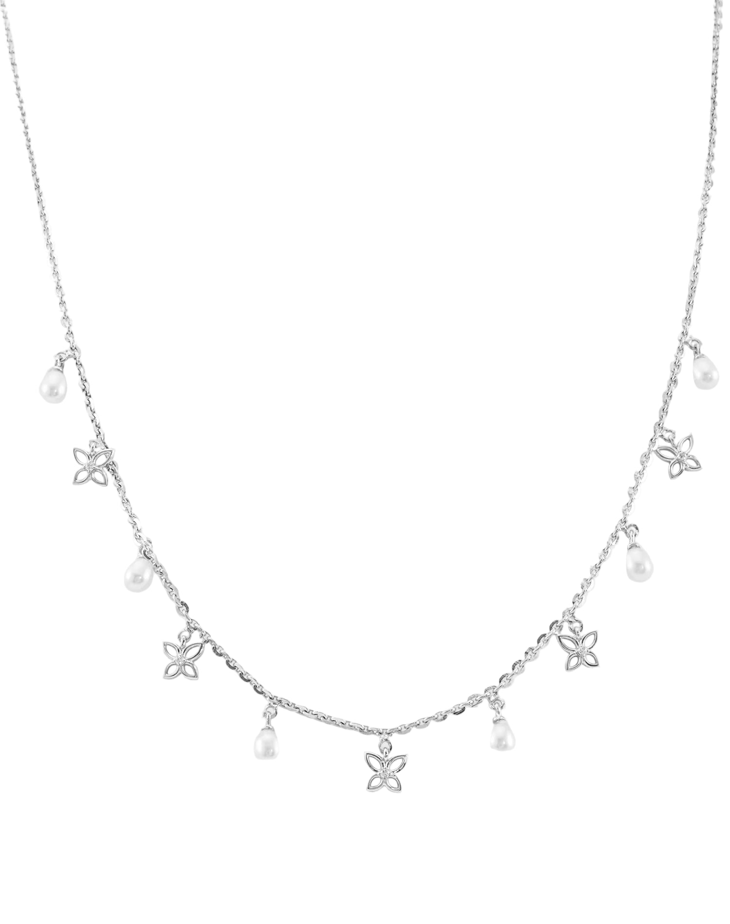 Silver Wing Pearl Charm Pendant Chain