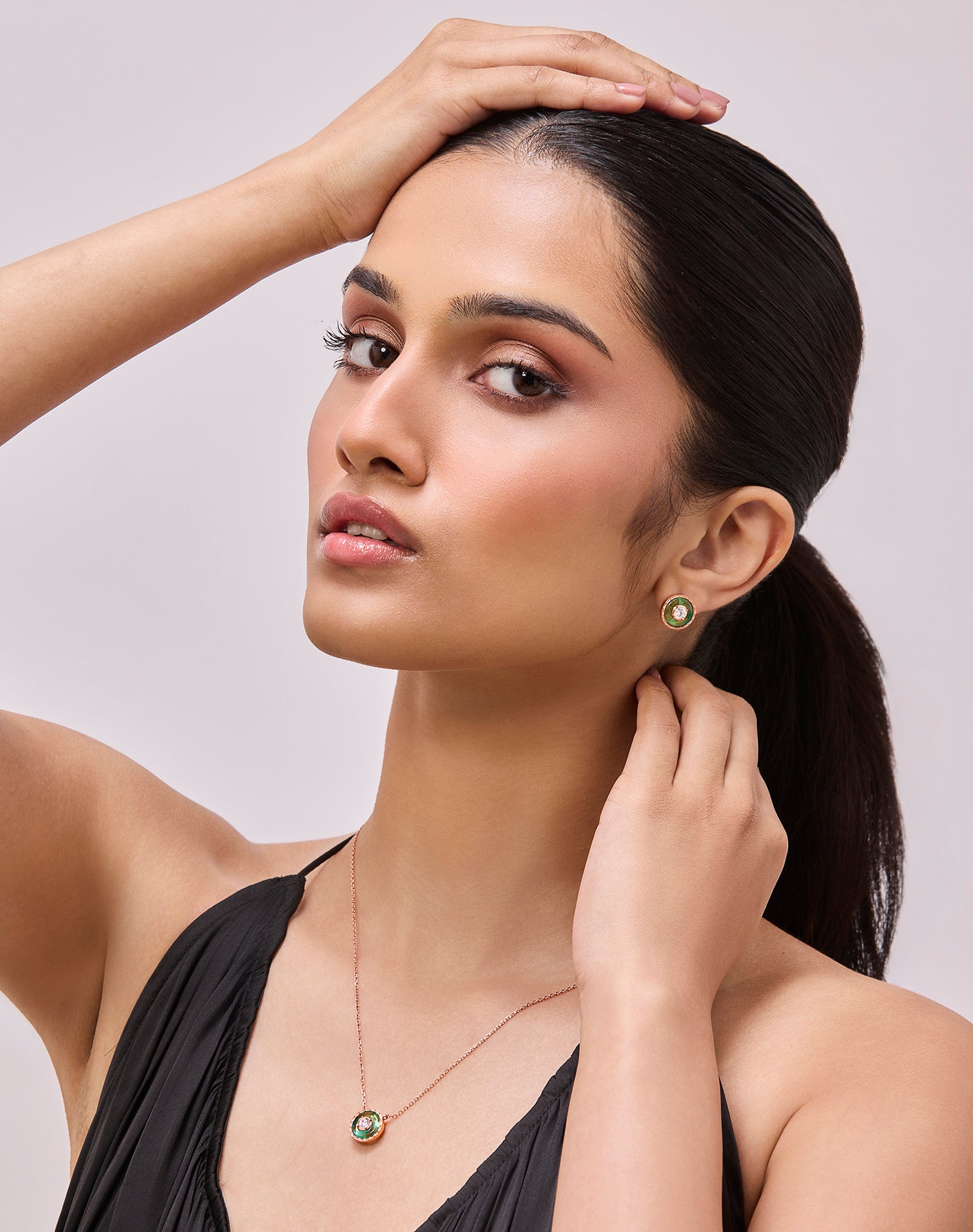 Rose Orbis Verde Earrings