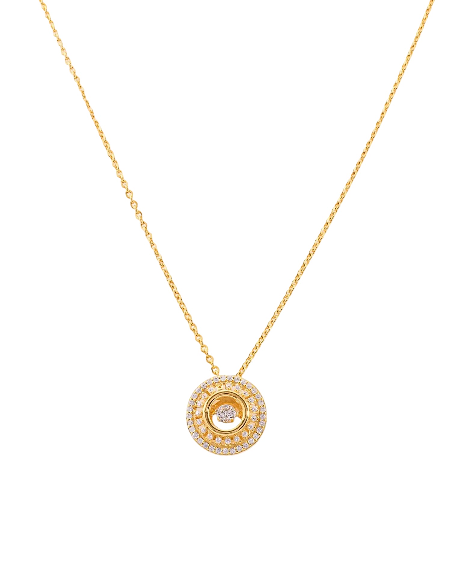 Gold Orbit Dancing Diamond Pendant Chain
