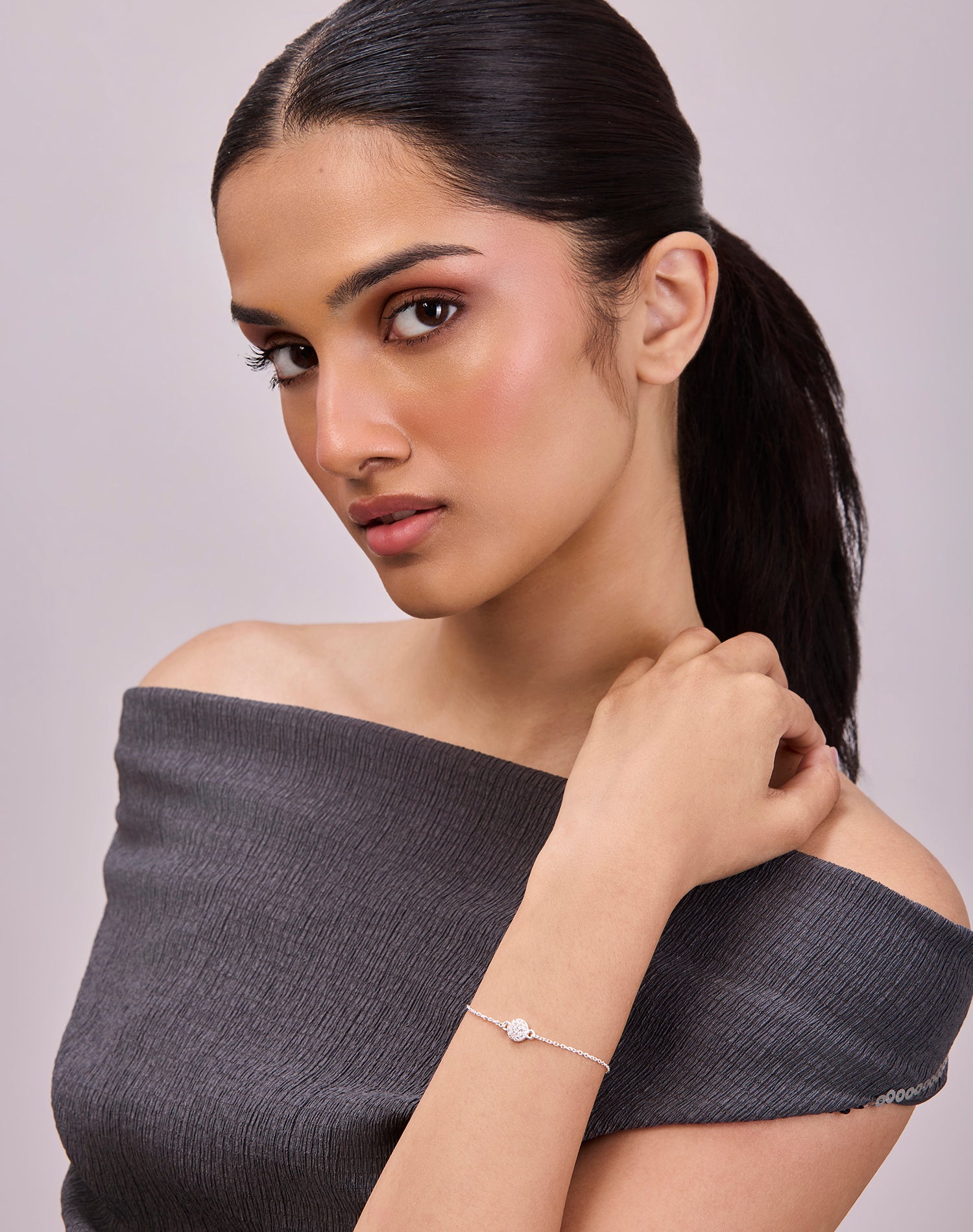 Silver Sparkling Dome Bracelet