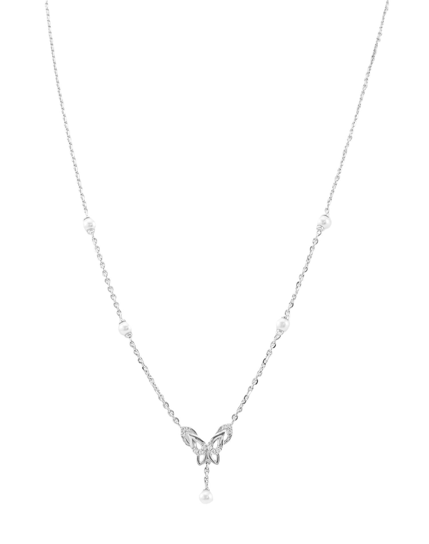 Silver Flutter Pearl Pendant Chain