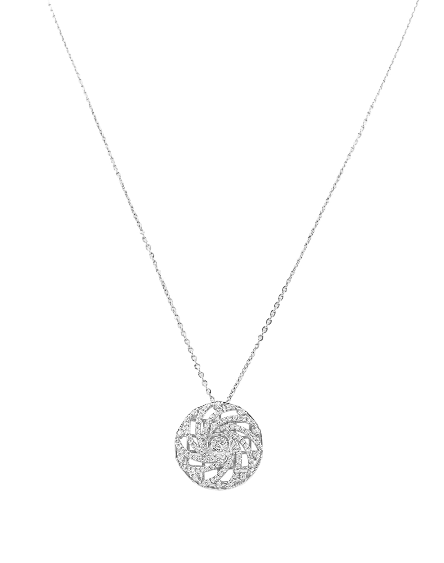 Silver Motion Dancing Diamond Pendant Chain