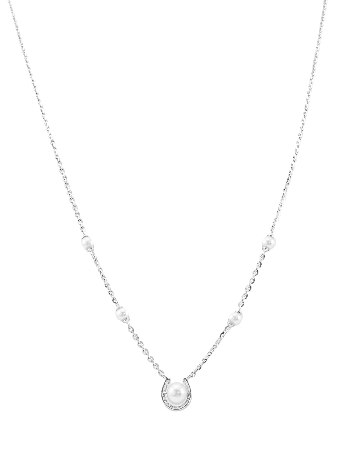 Silver Horseshoe Pearl Pendant chain