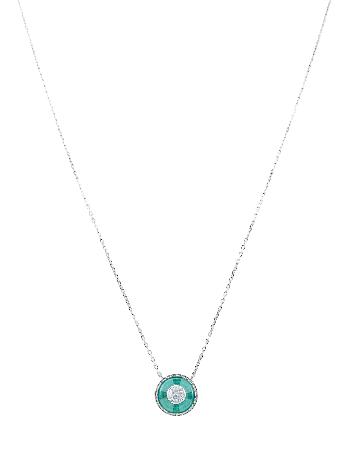 Silver Orbis Verde Pendant Chain