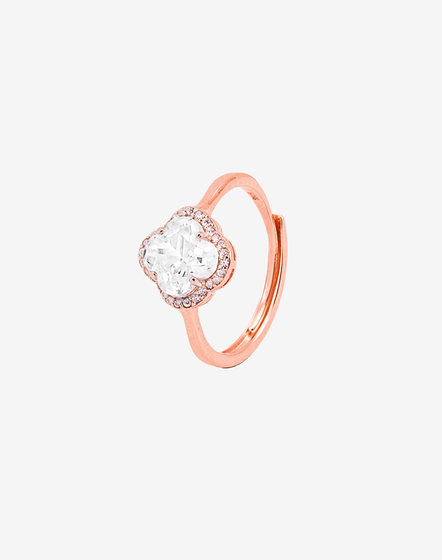 Rose Fortune Clover Solitaire Ring