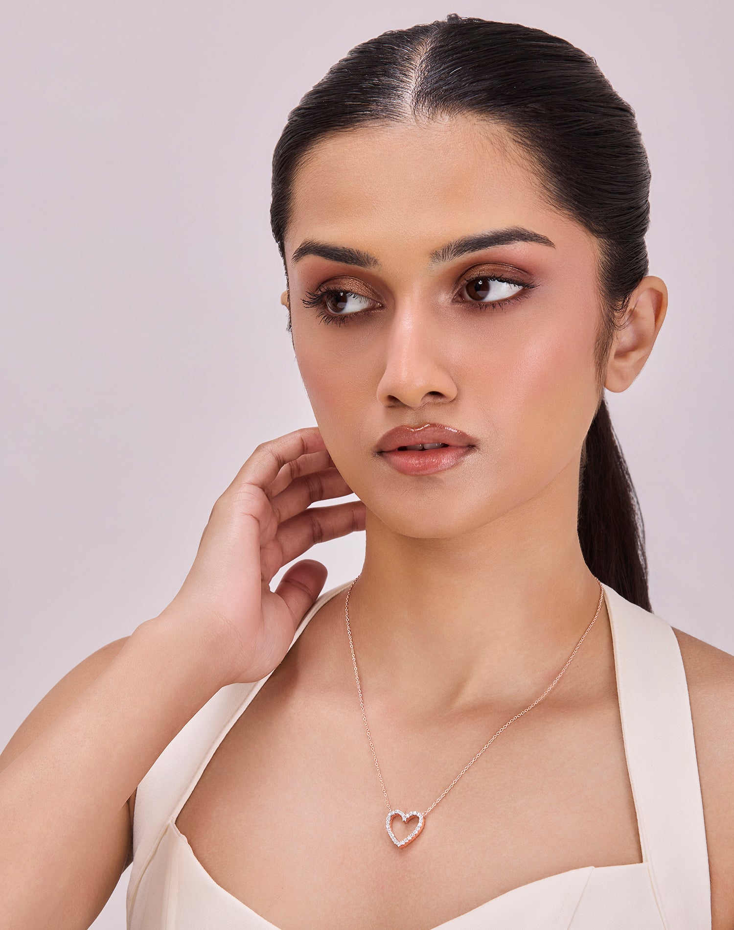 Rose Love Line Lab Grown Diamond Pendant Chain