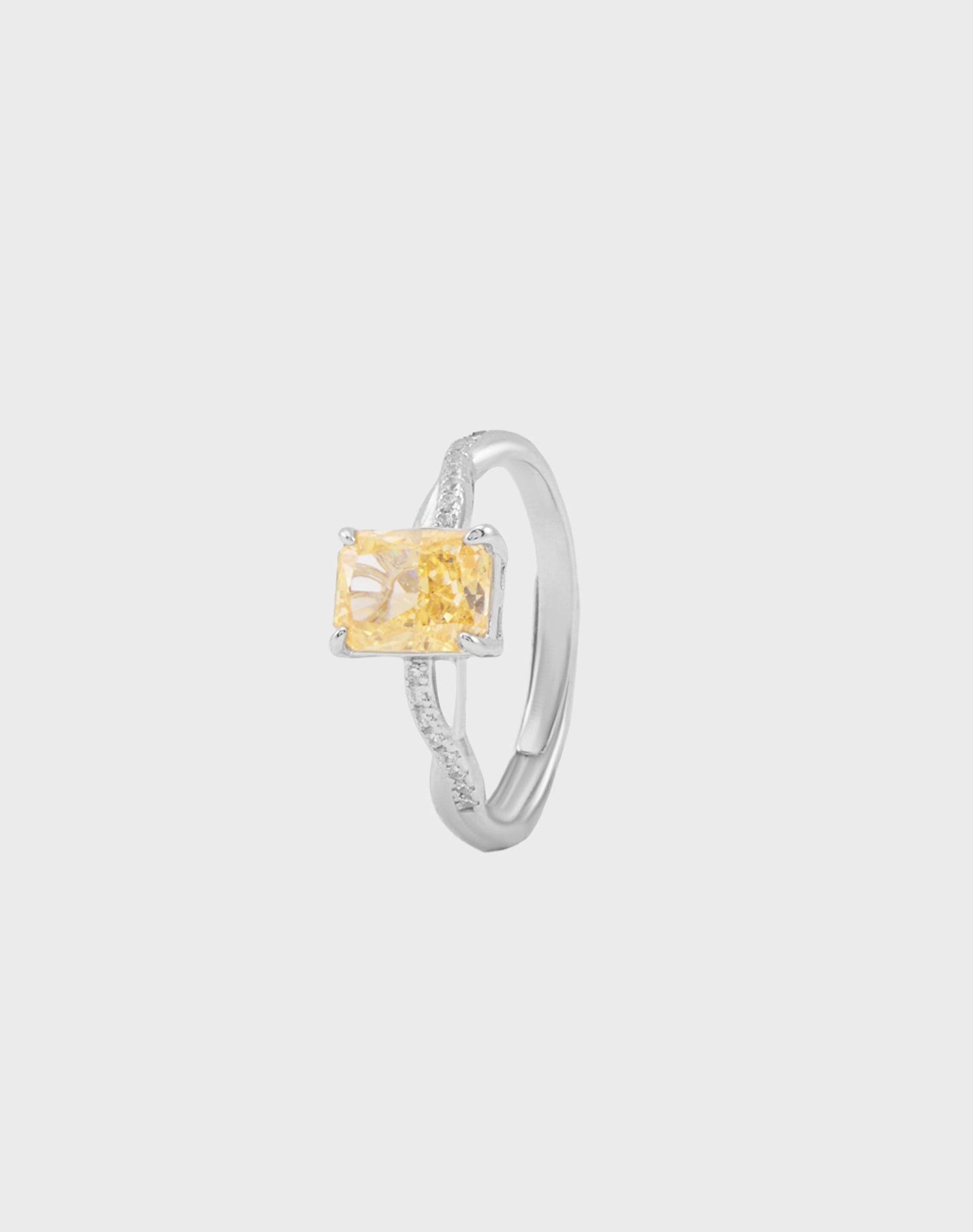 Silver Honey Dew Solitaire Ring