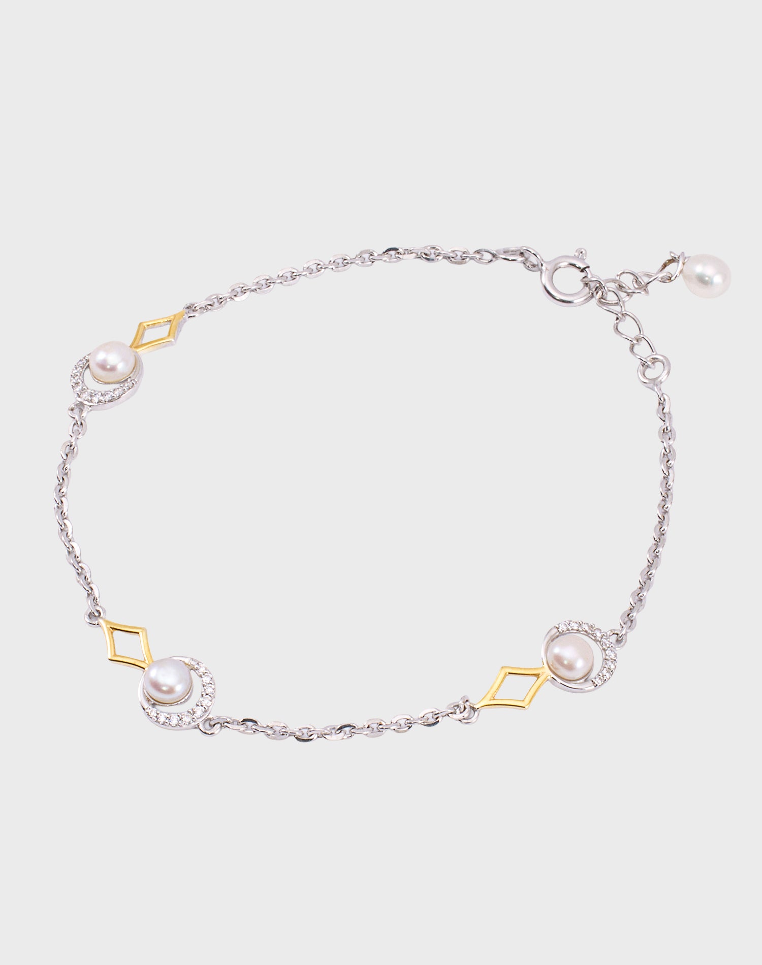 Silver Prism Pearl Bracelet