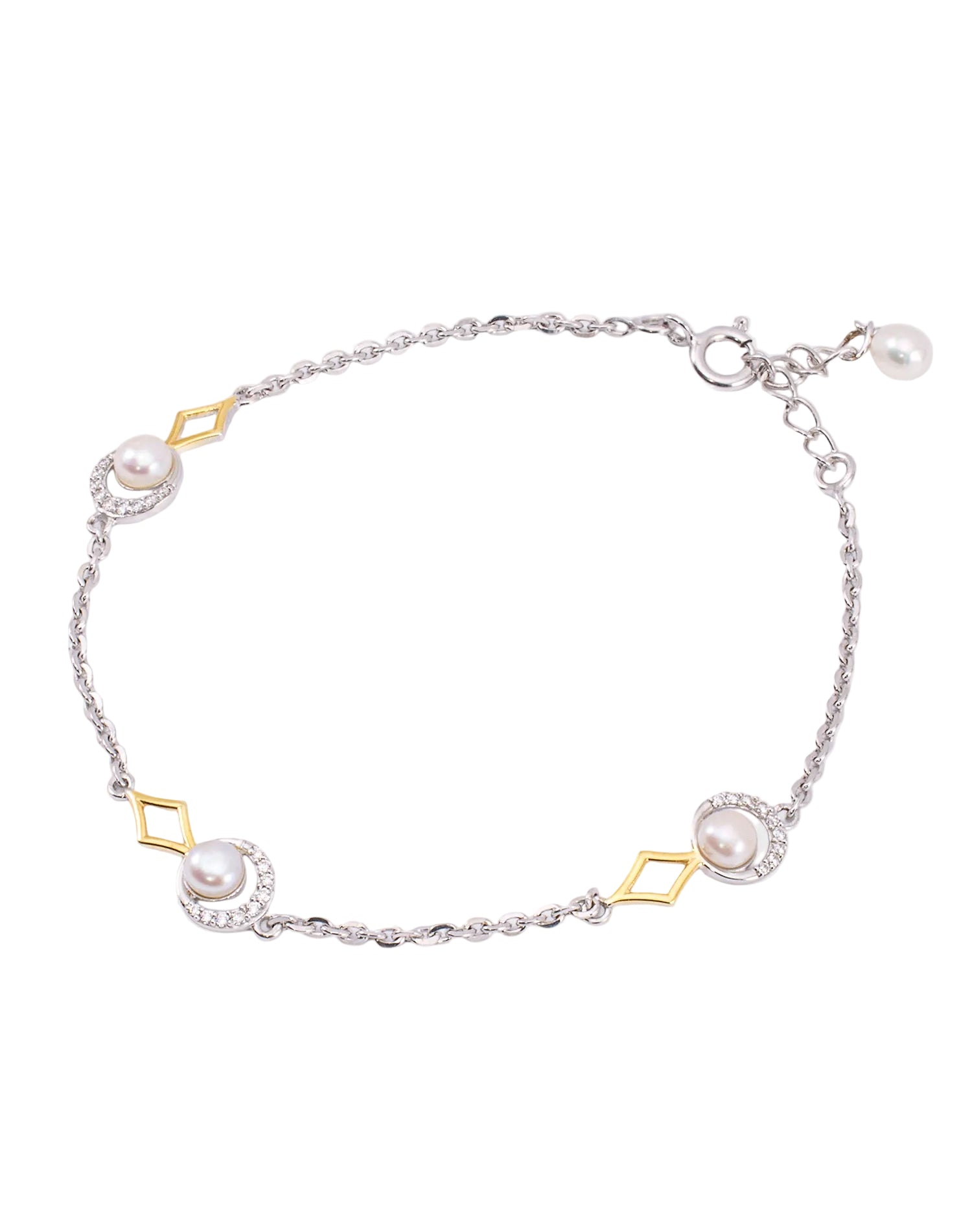 Silver Prism Pearl Bracelet