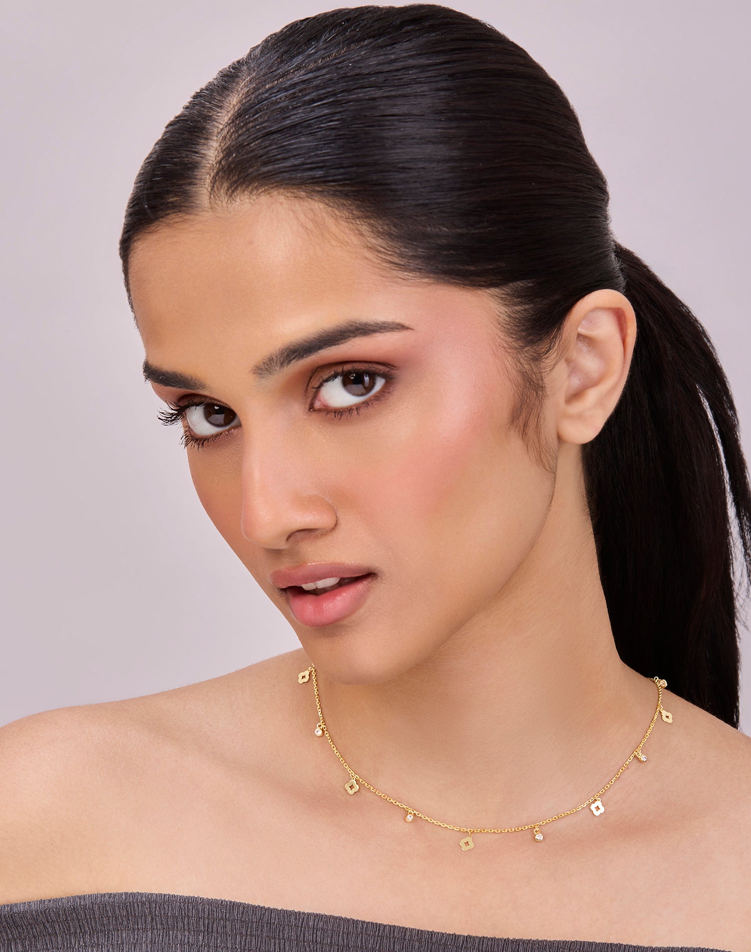 Gold Glow Clover Charm Pendant Chain