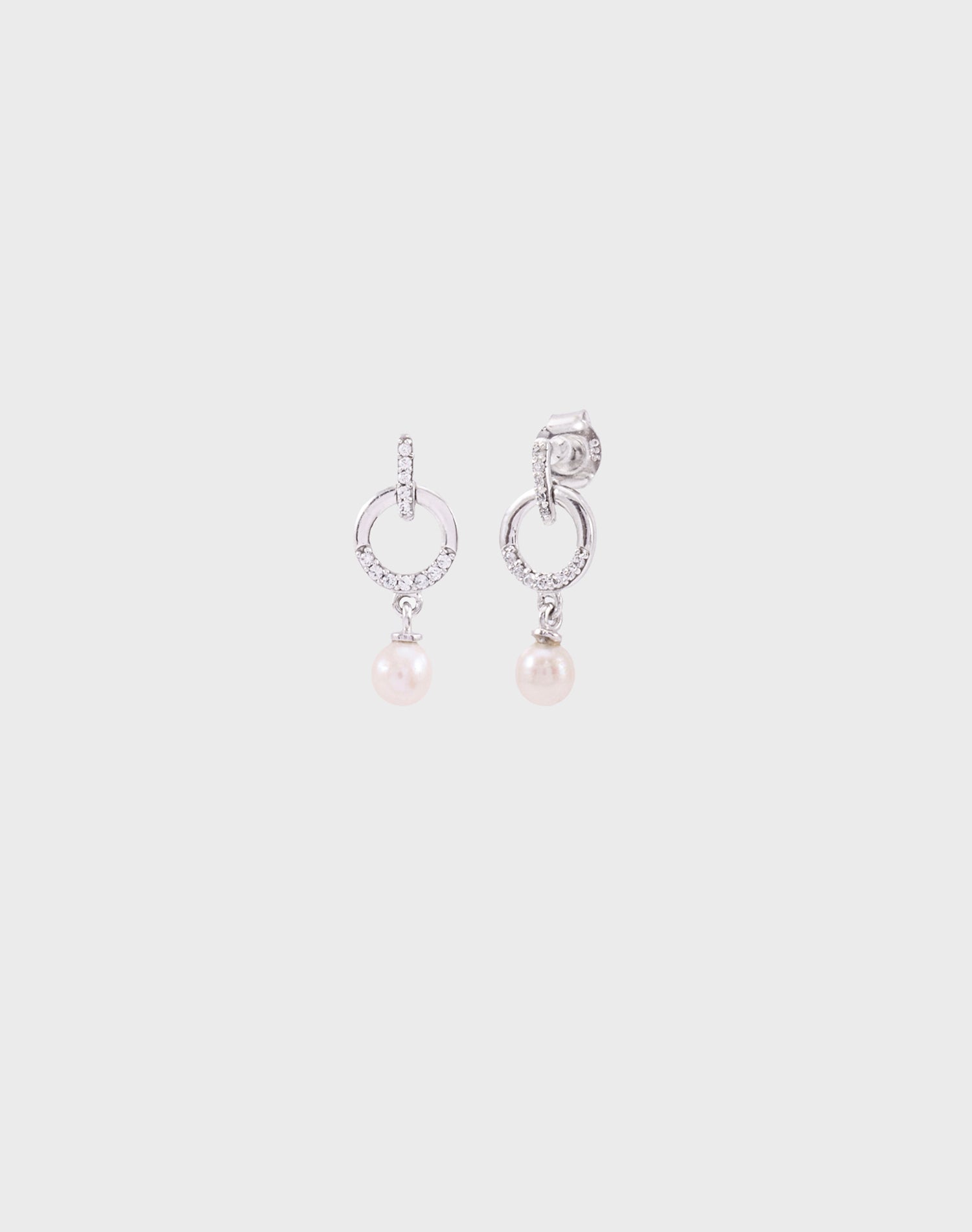 Silver Halo Glow Pearl Earrings