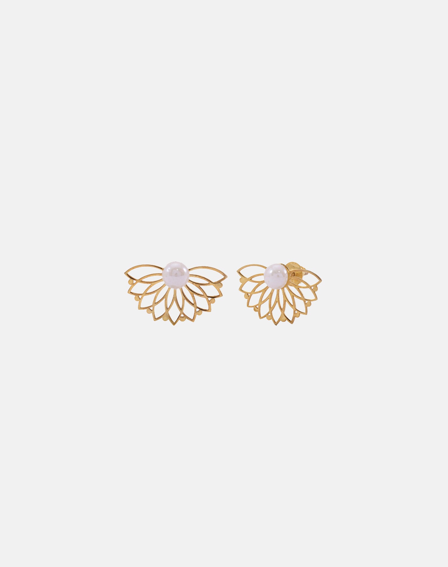Gold Soft Petals Pearl Stud Earrings