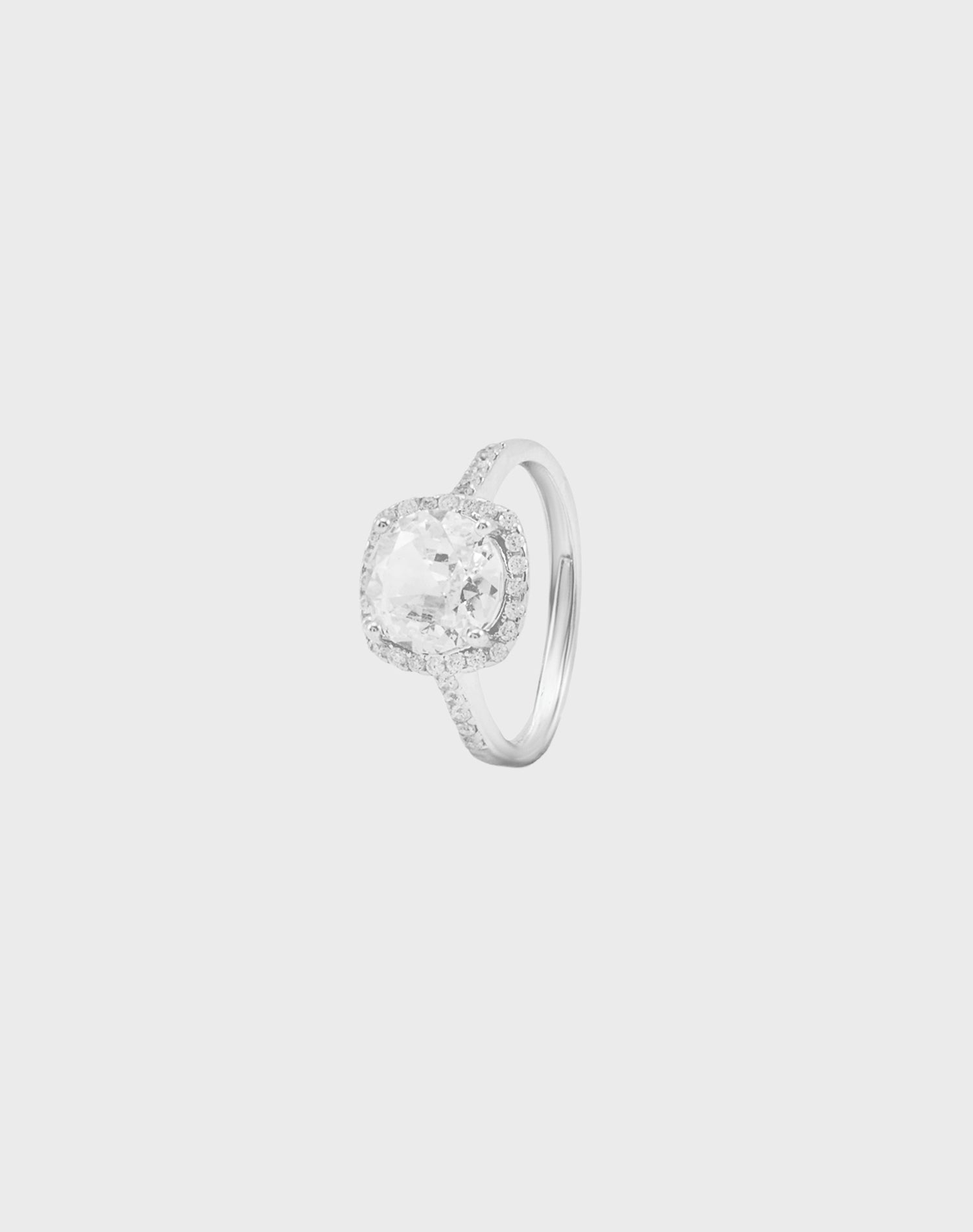 Silver Grand Solitaire Ring