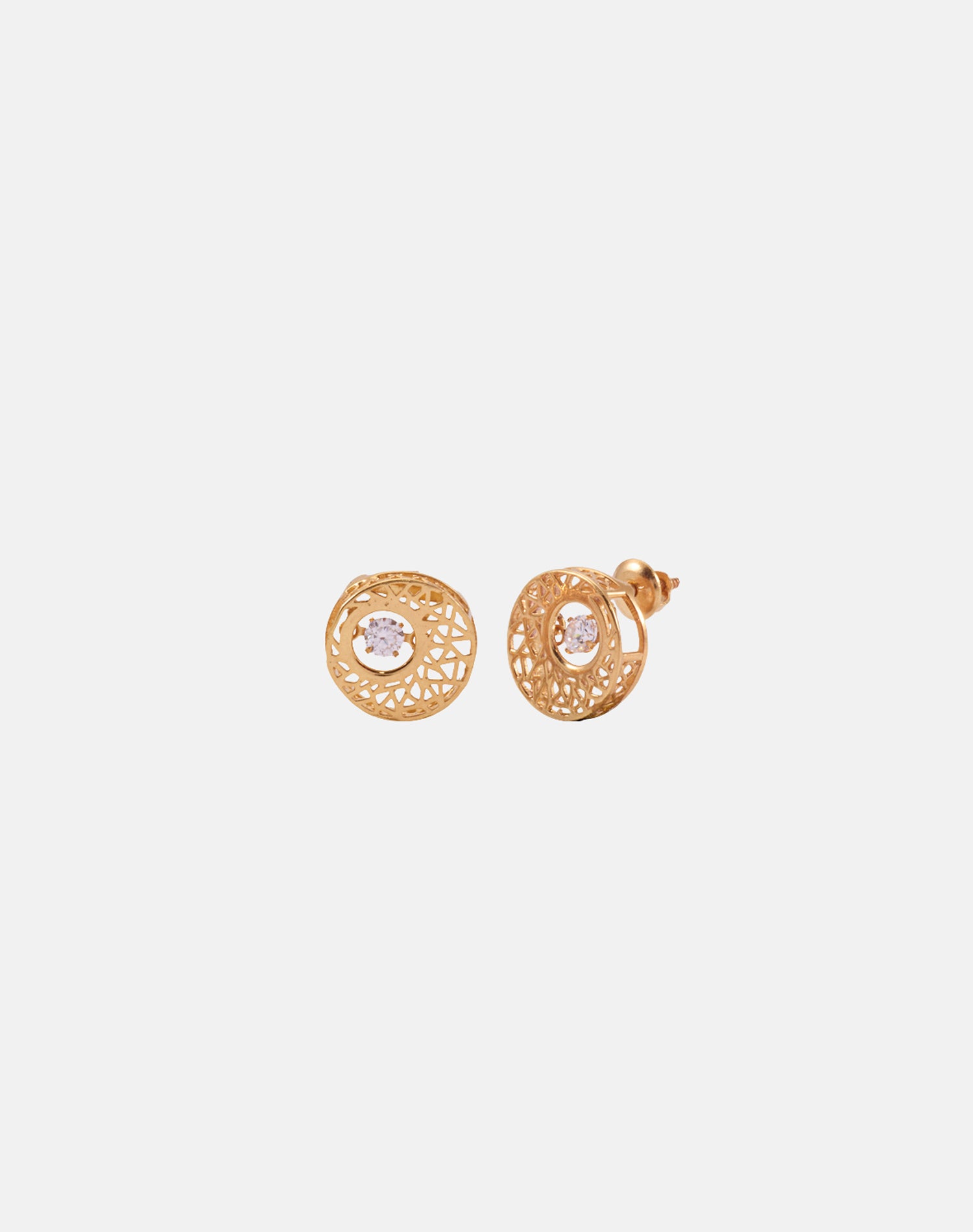 Gold Mesh Dancing diamond Stud Earrings