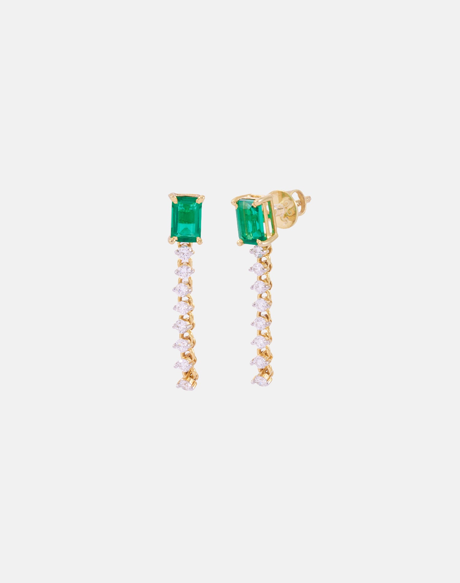Gold Green Vines Lab Grown Diamond Earrings