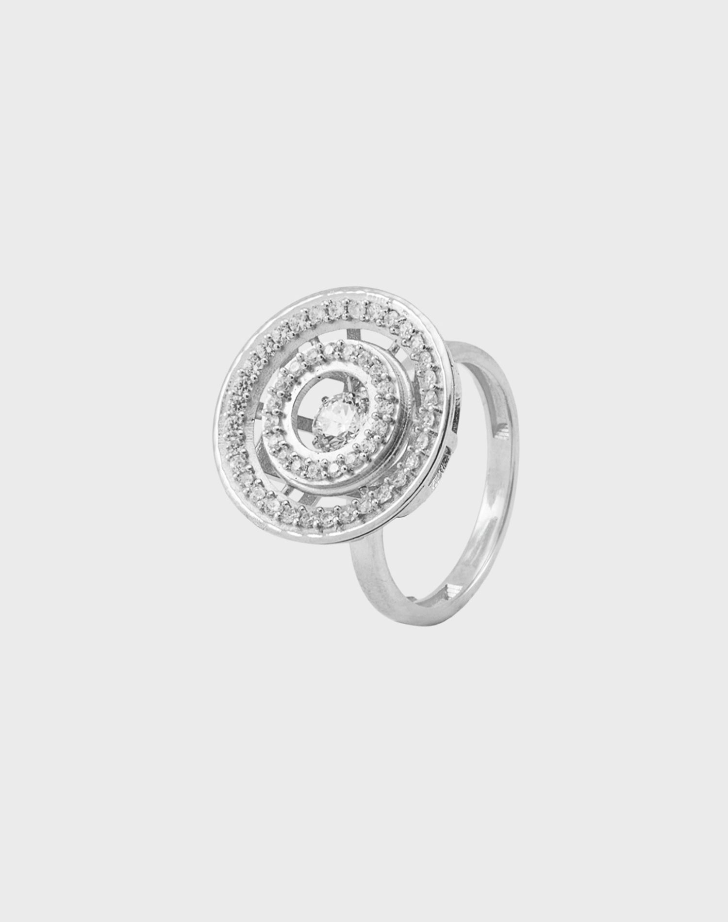 Silver Circular Dancing Diamond Ring
