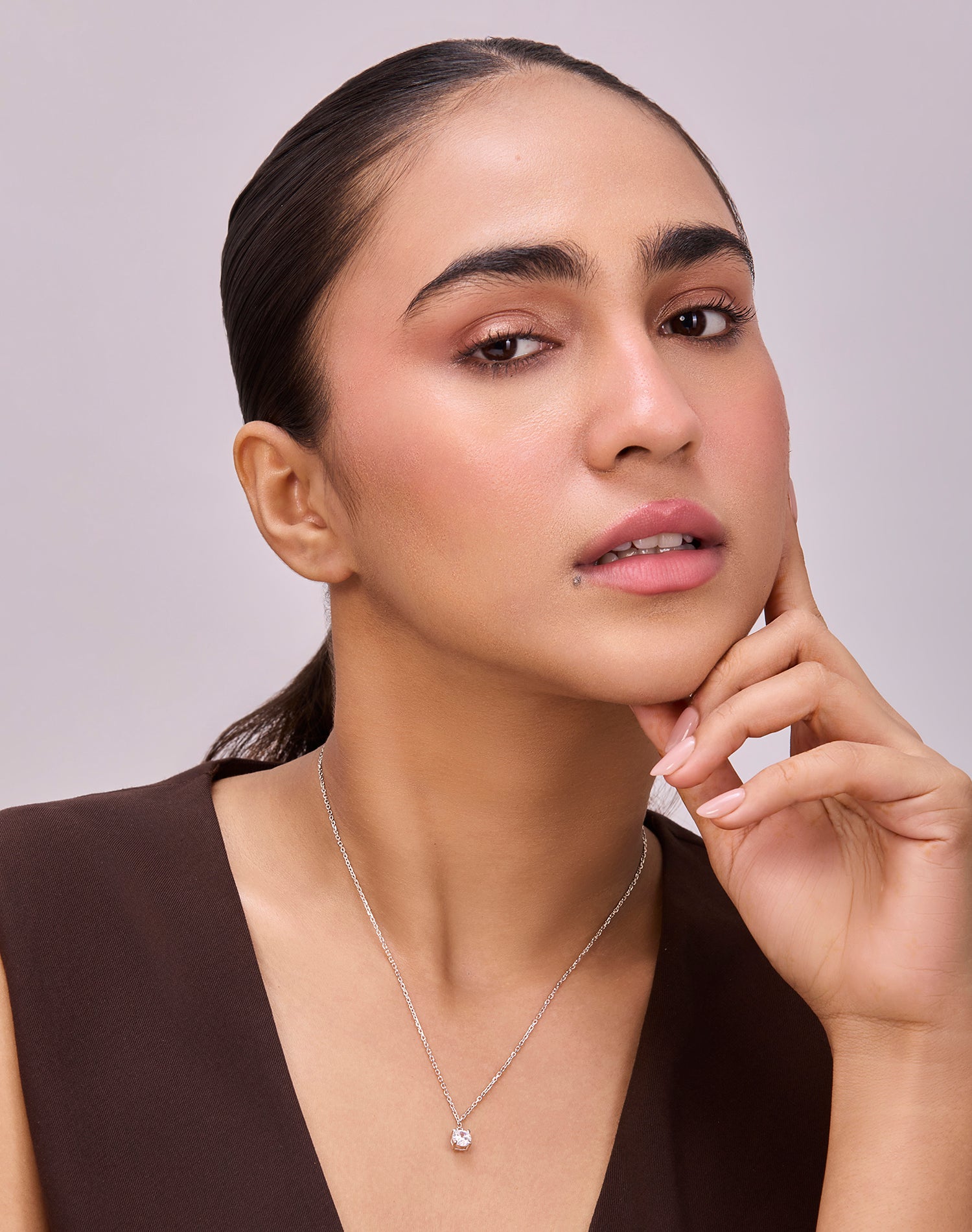Silver Timeless Solitaire Pendant Chain
