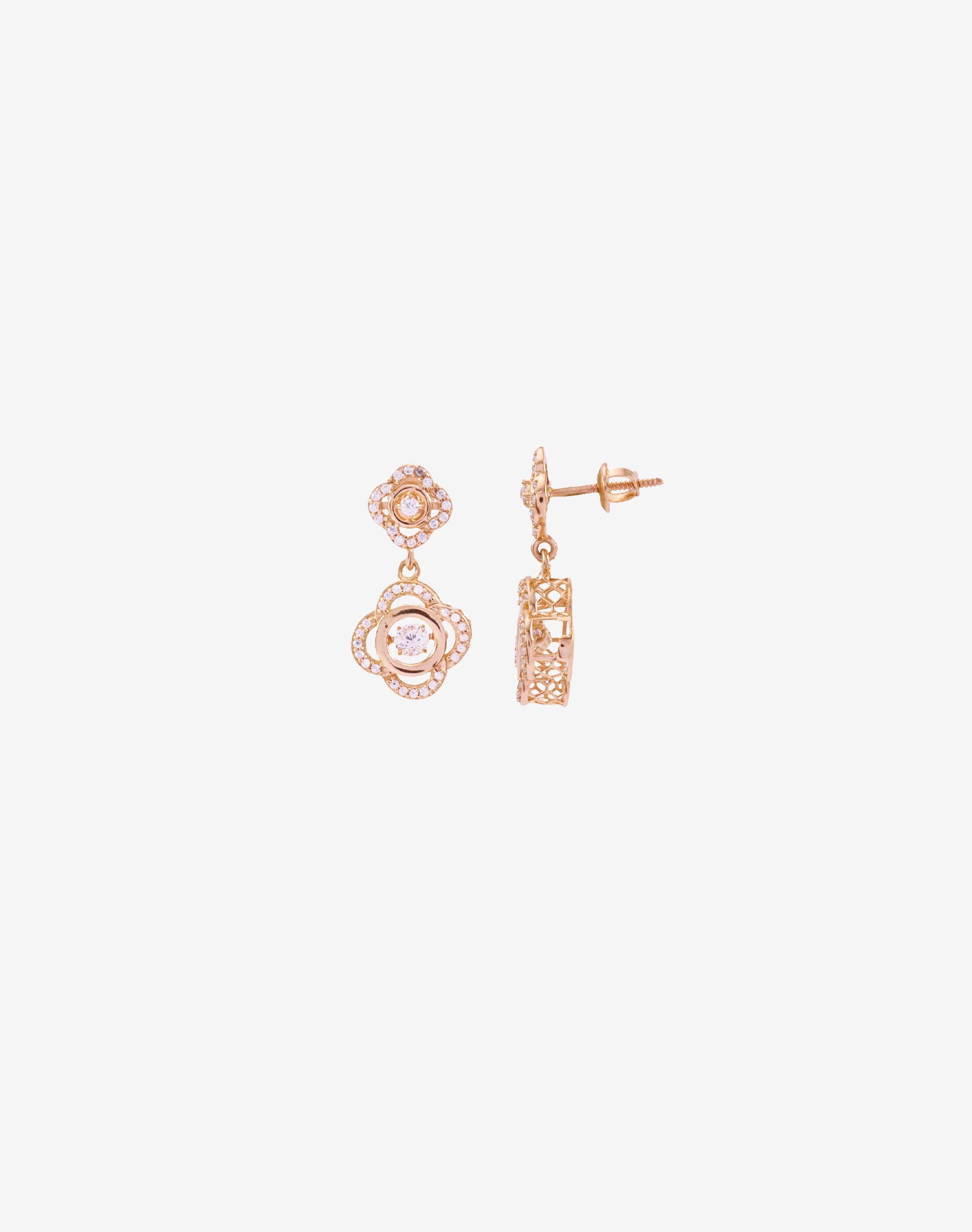 Rose Soft Blossom Dancing Diamond Earrings