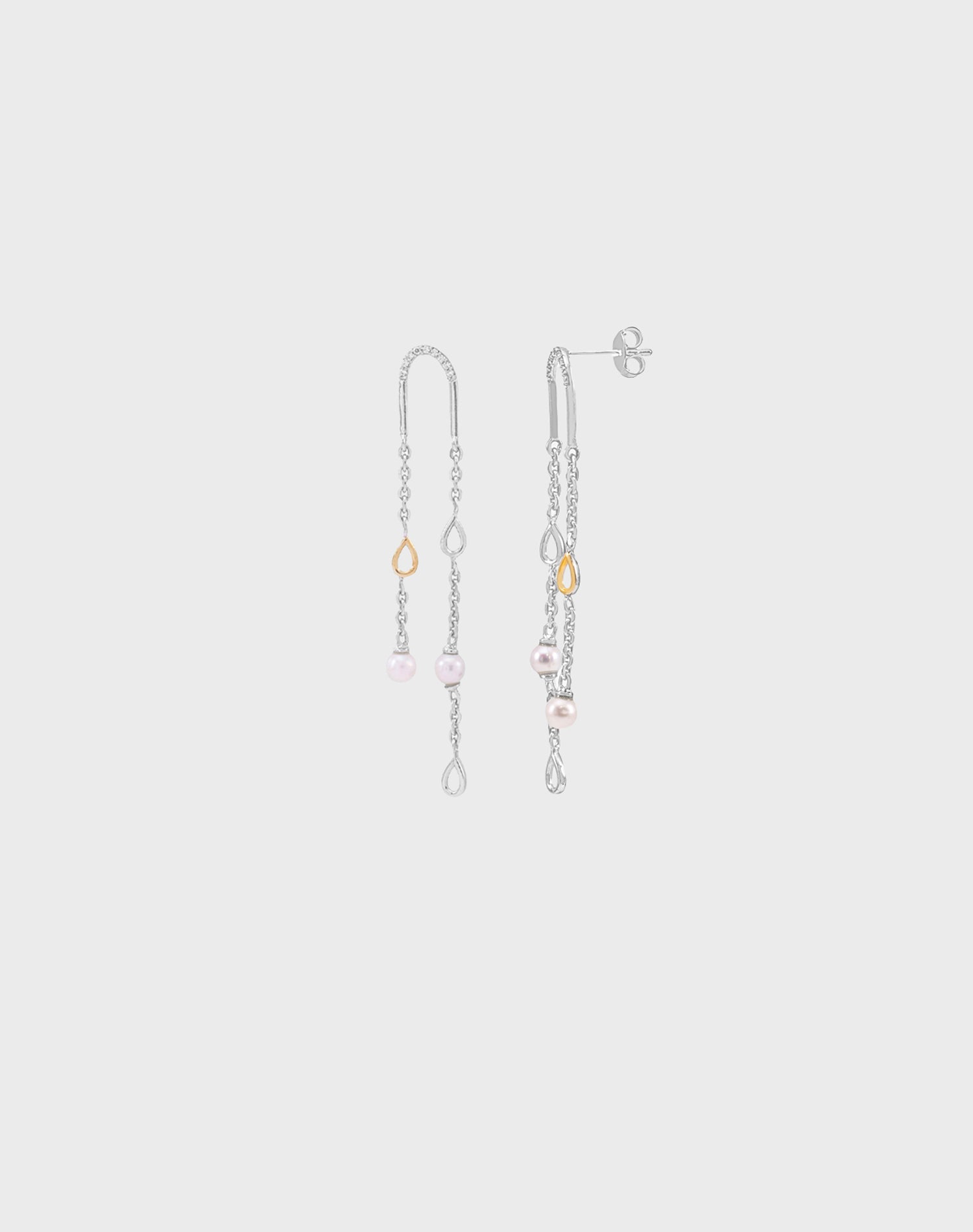 Silver Veil Drop Pearl Earrings