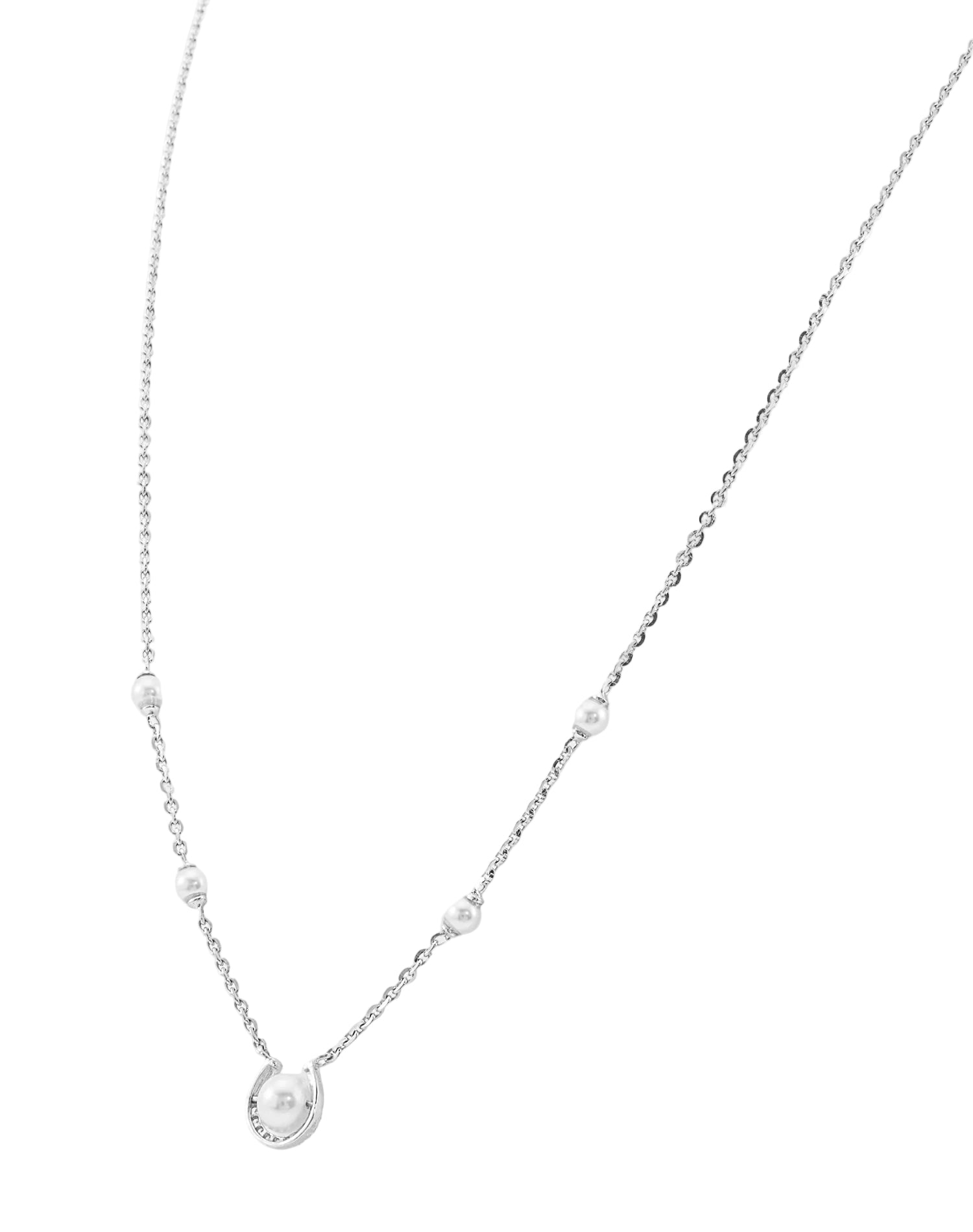 Silver Horseshoe Pearl Pendant chain