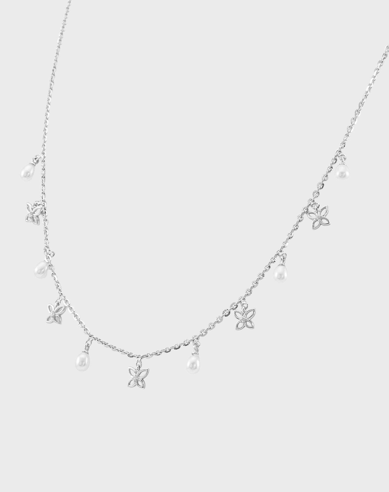 Silver Wing Pearl Charm Pendant Chain