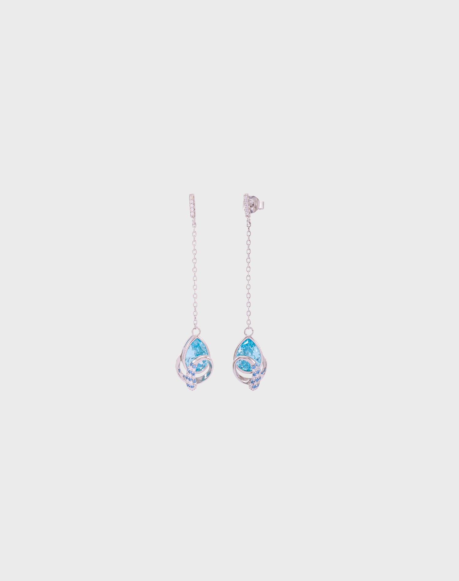 Silver Aqua Veil Earrings