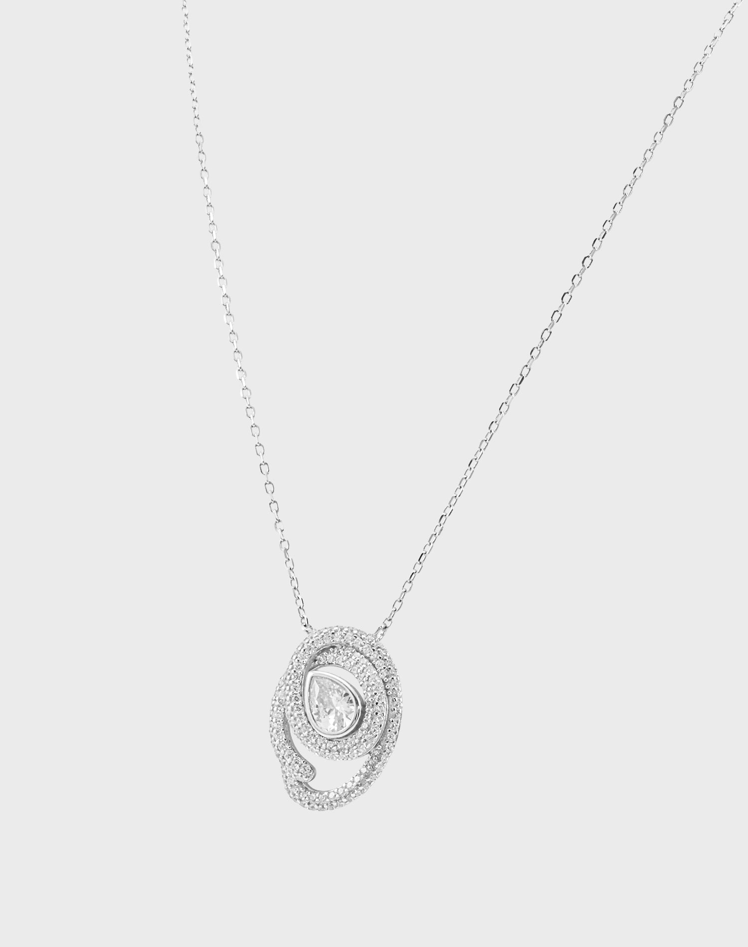 Silver Majestic Pear Pendant Chain
