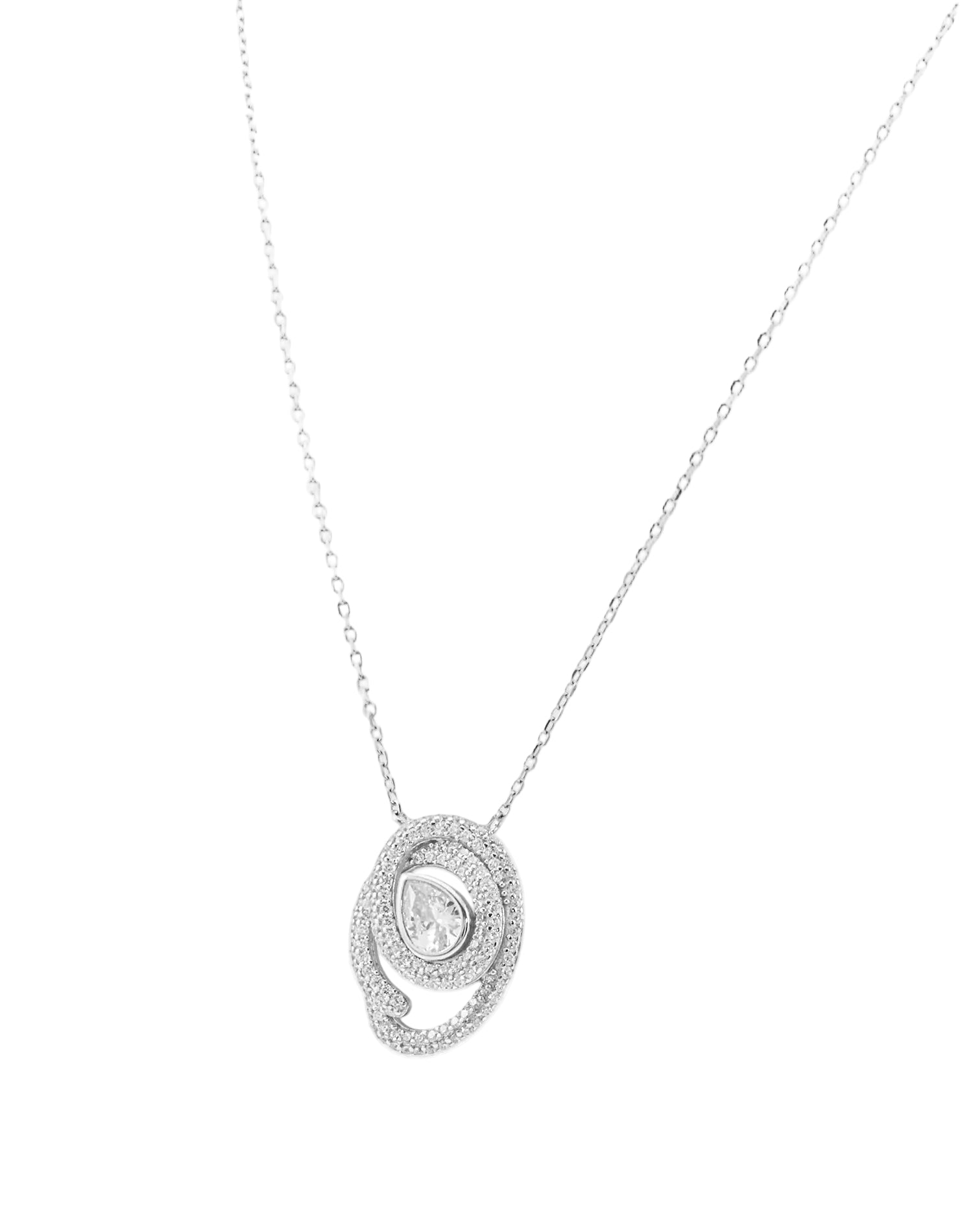 Silver Majestic Pear Pendant Chain