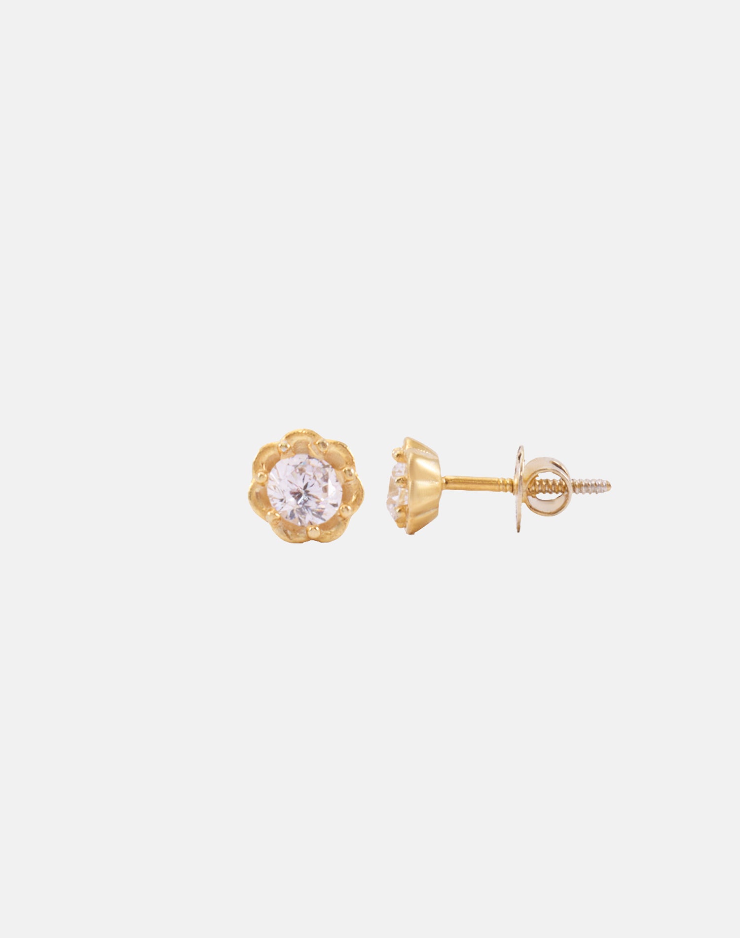 Gold Mini Solitaire Stud Earrings