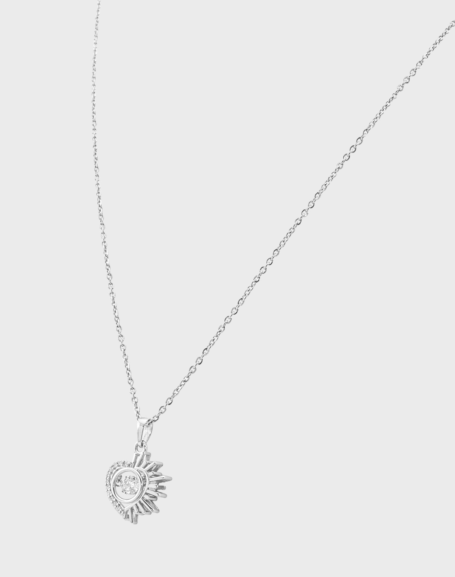 Silver Guardian Heart Dancing Diamond Pendant Chain
