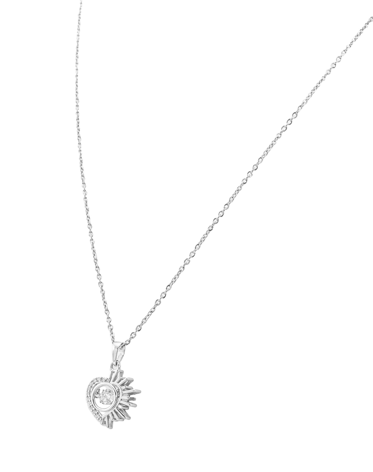 Silver Guardian Heart Dancing Diamond Pendant Chain
