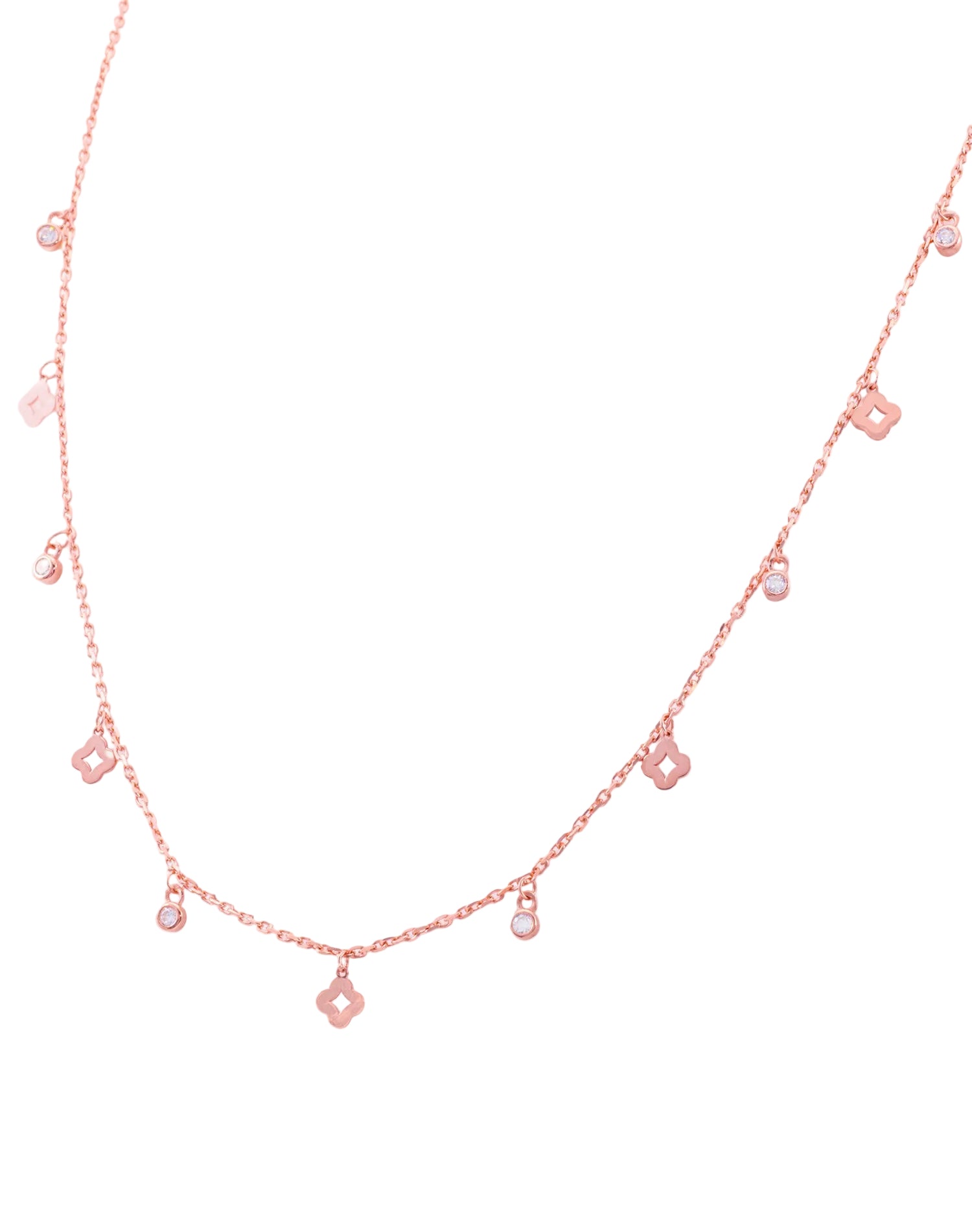 Rose Glow Clover Charm Pendant Chain