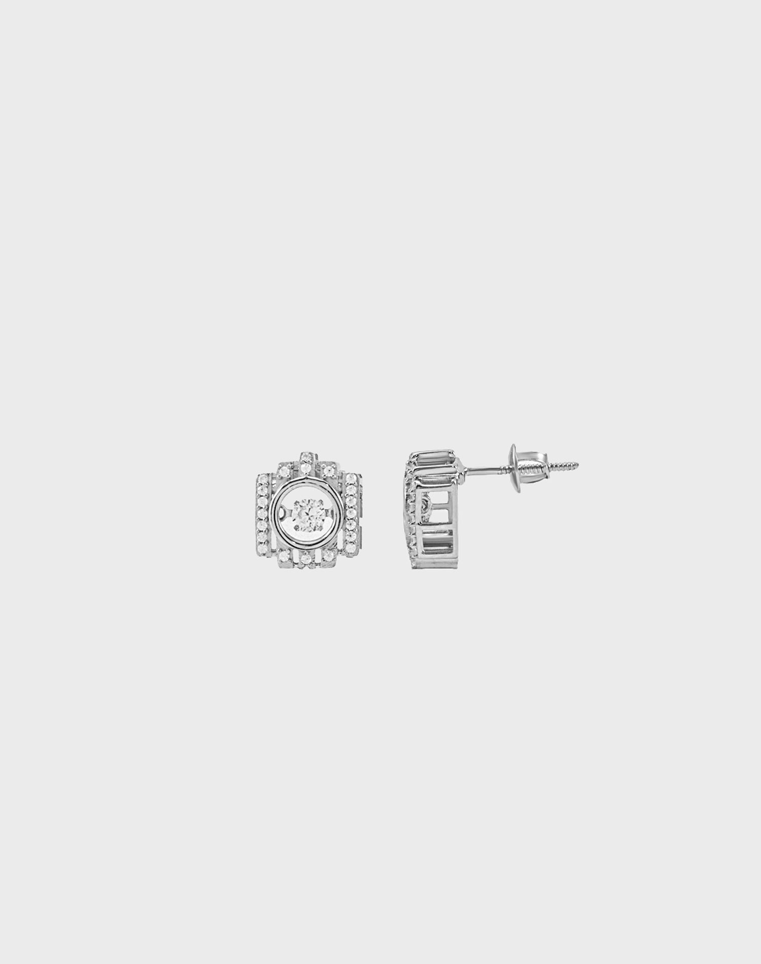 Silver Anchor Dancing Diamond Stud Earrings