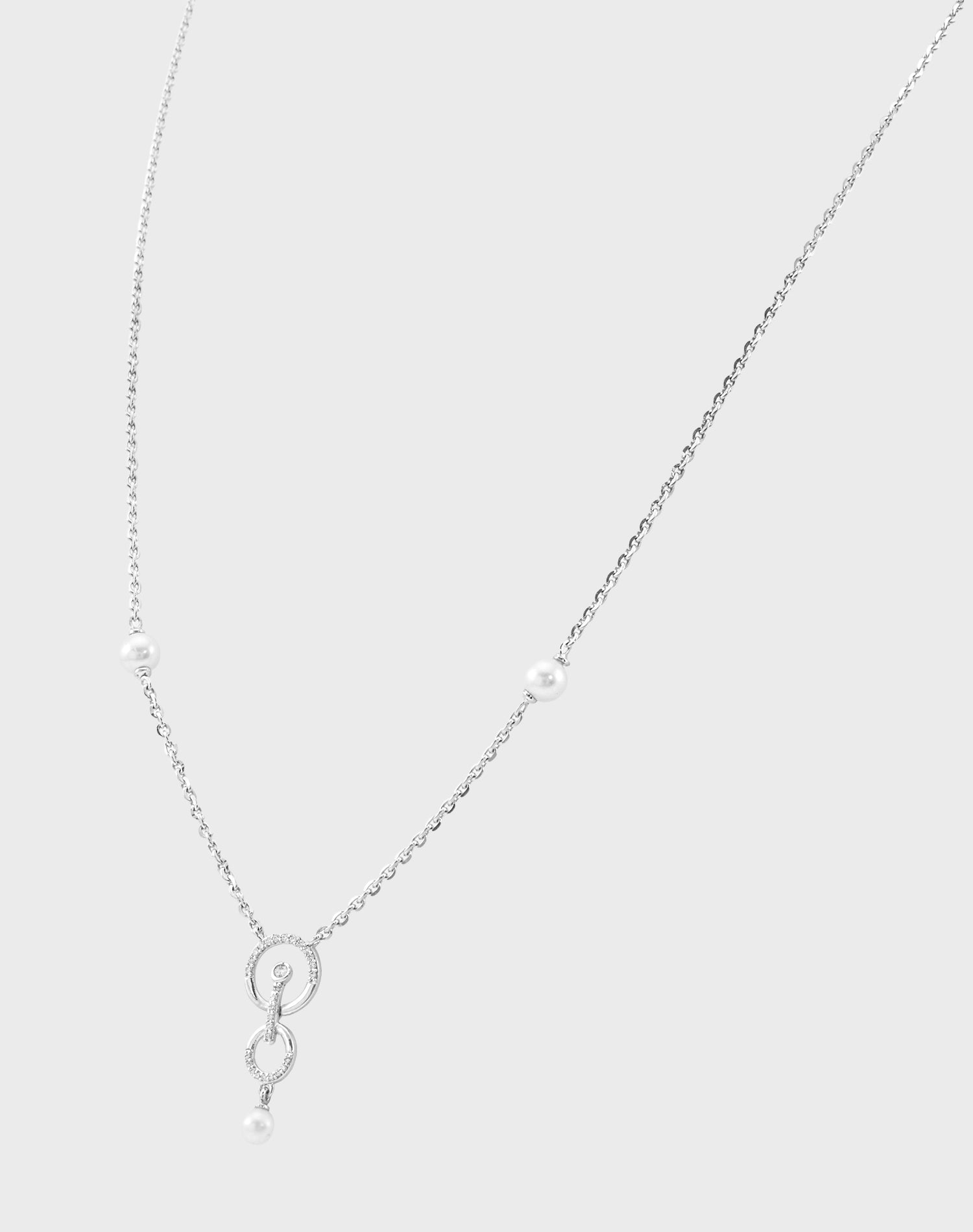 Silver Halo Glow Pearl Pendant Chain