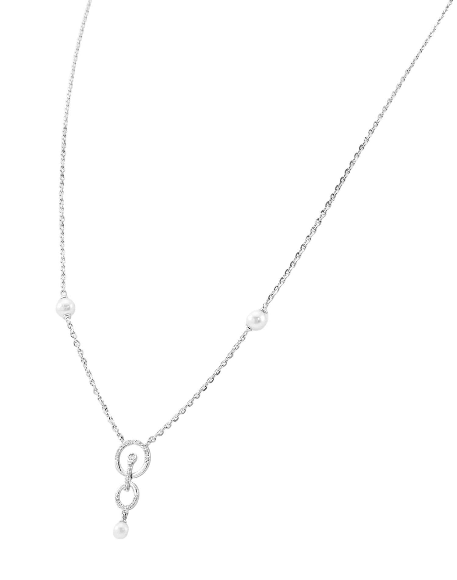 Silver Halo Glow Pearl Pendant Chain