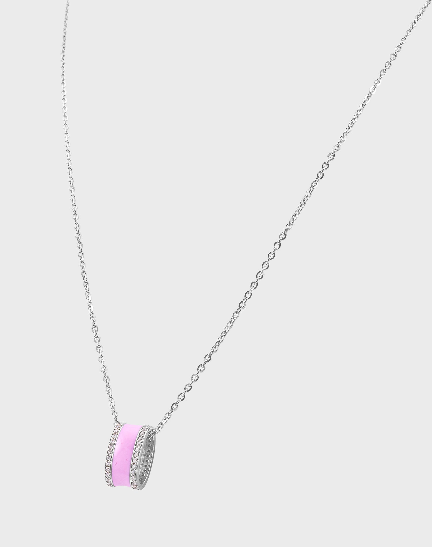 Silver Blush Beam Enamel Pendant Chain