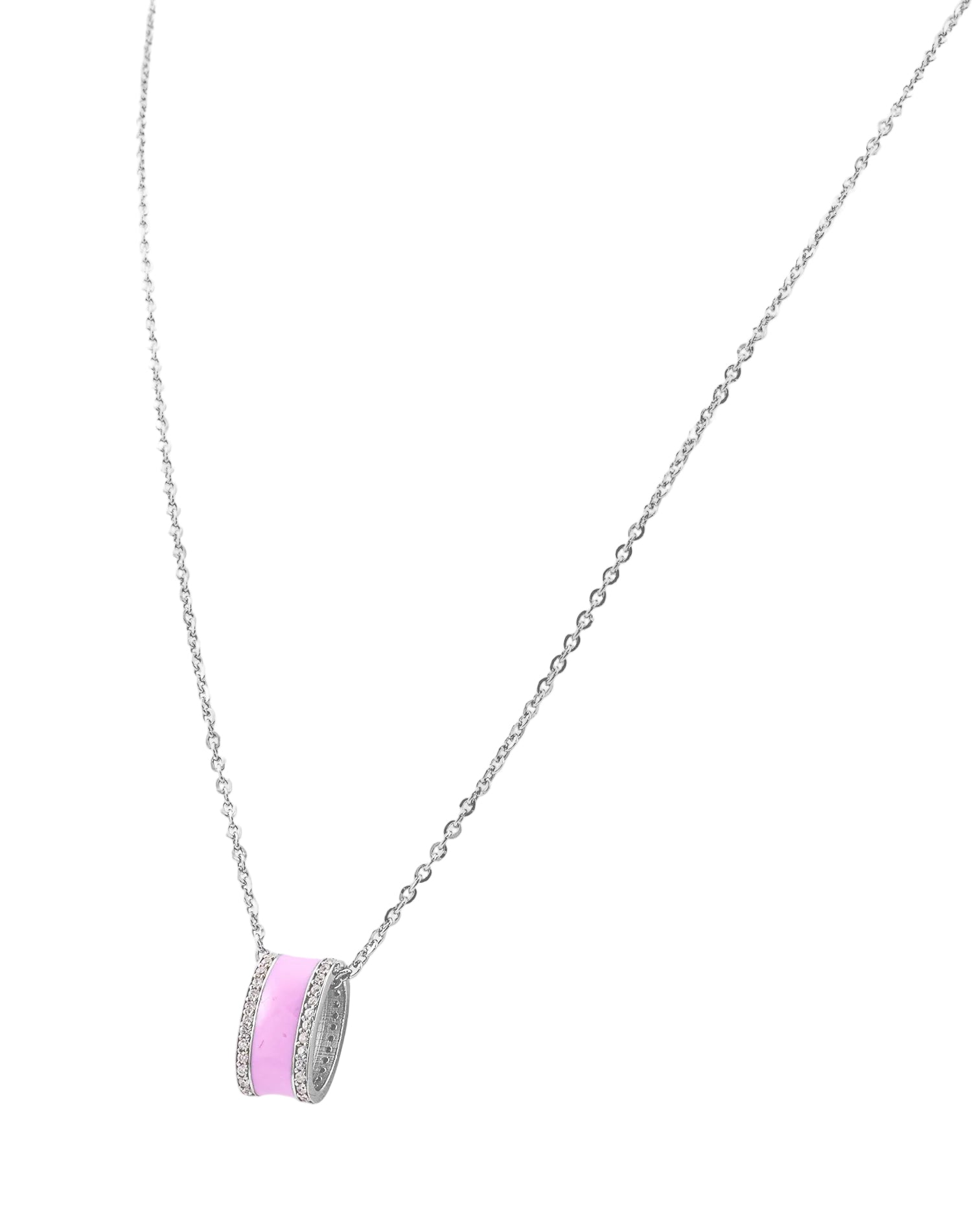 Silver Blush Beam Enamel Pendant Chain