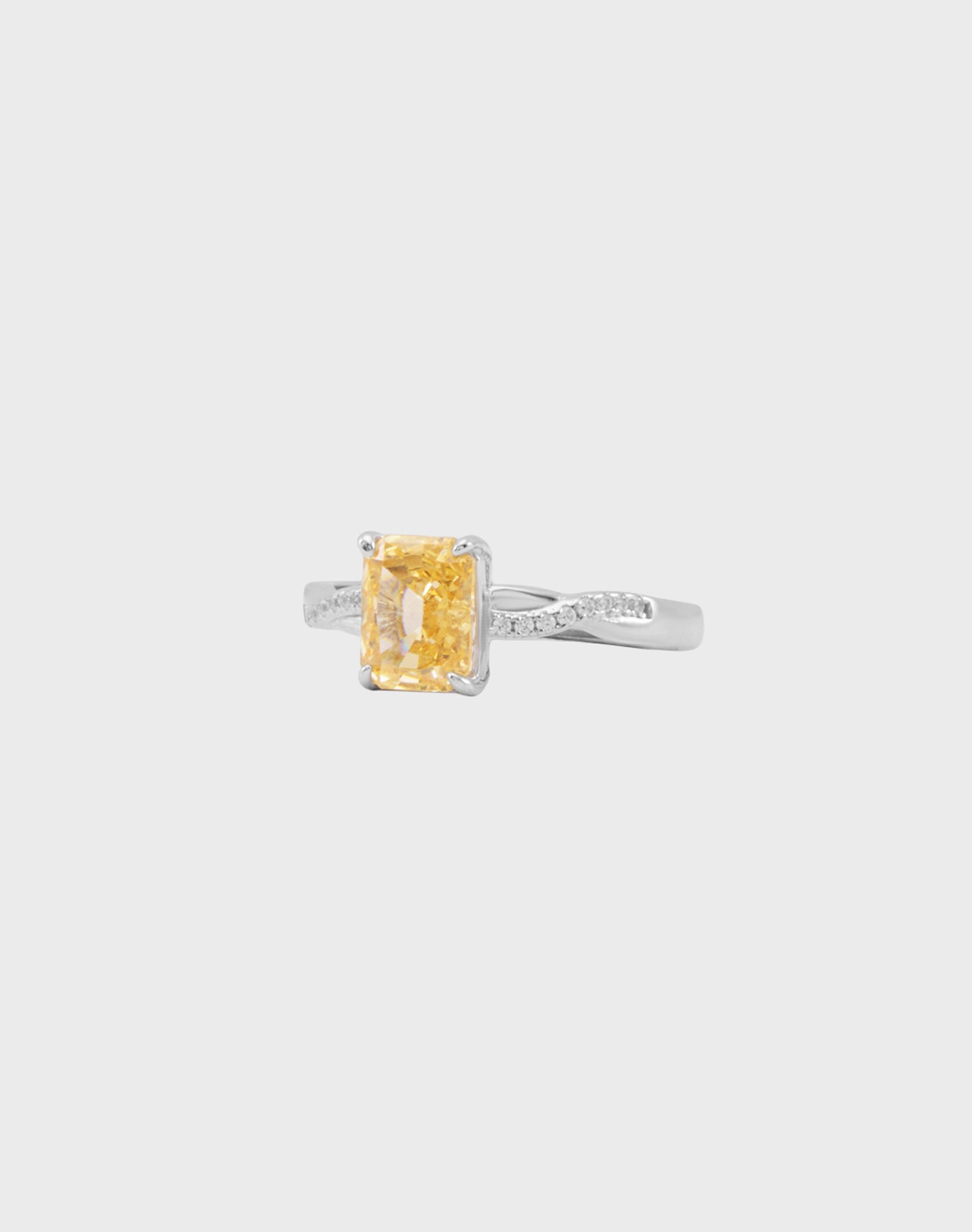 Silver Honey Dew Solitaire Ring