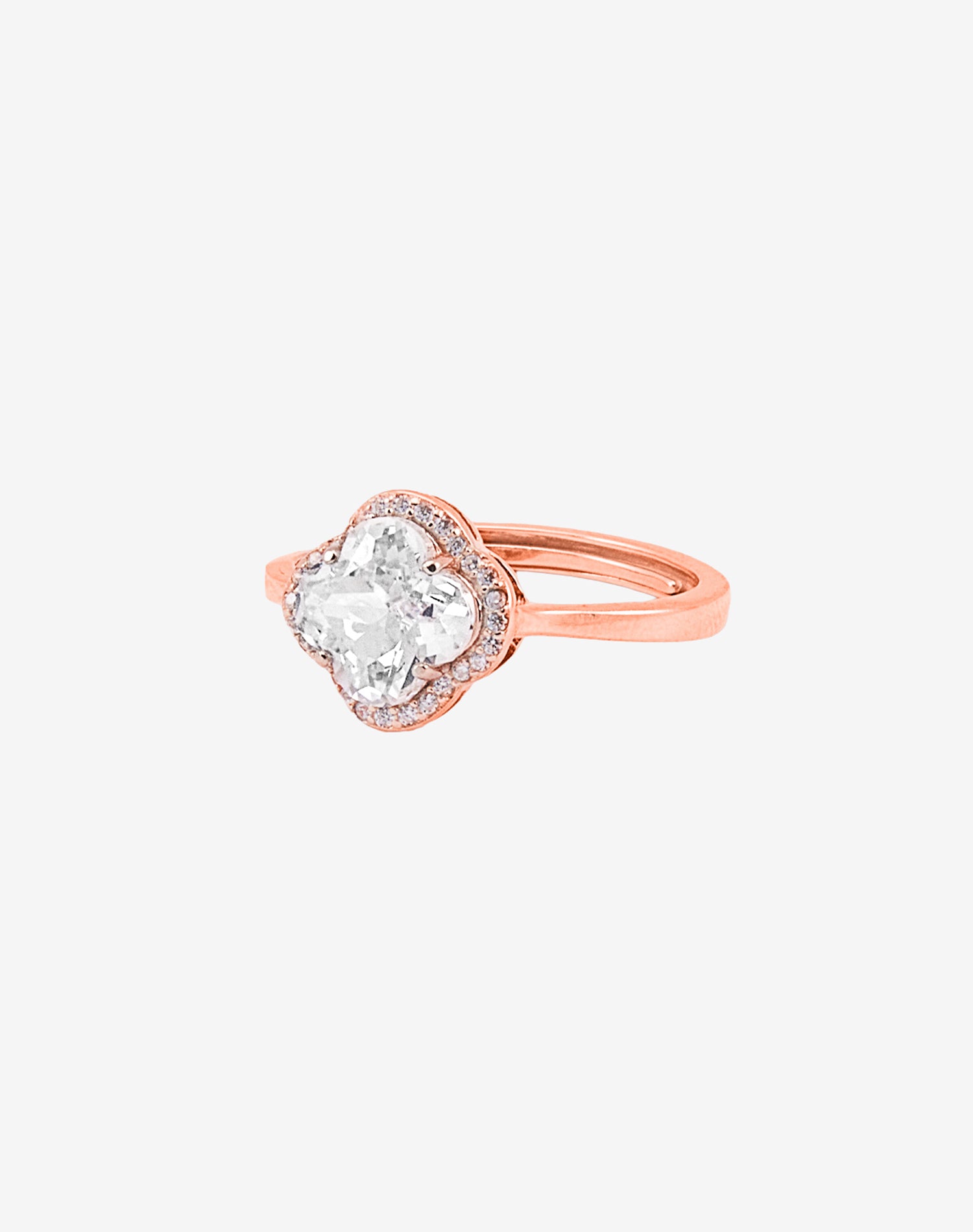 Rose Fortune Clover Solitaire Ring