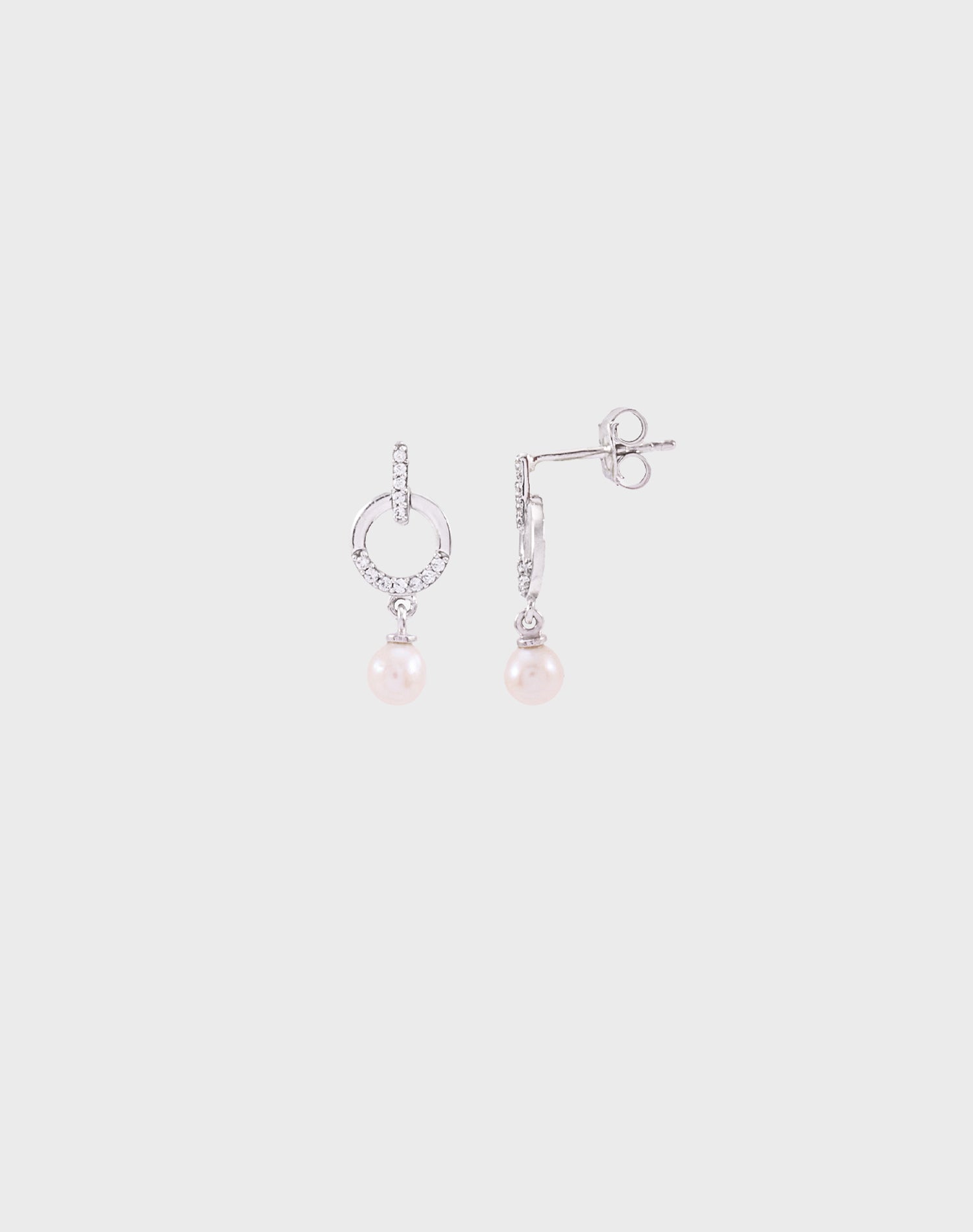 Silver Halo Glow Pearl Earrings