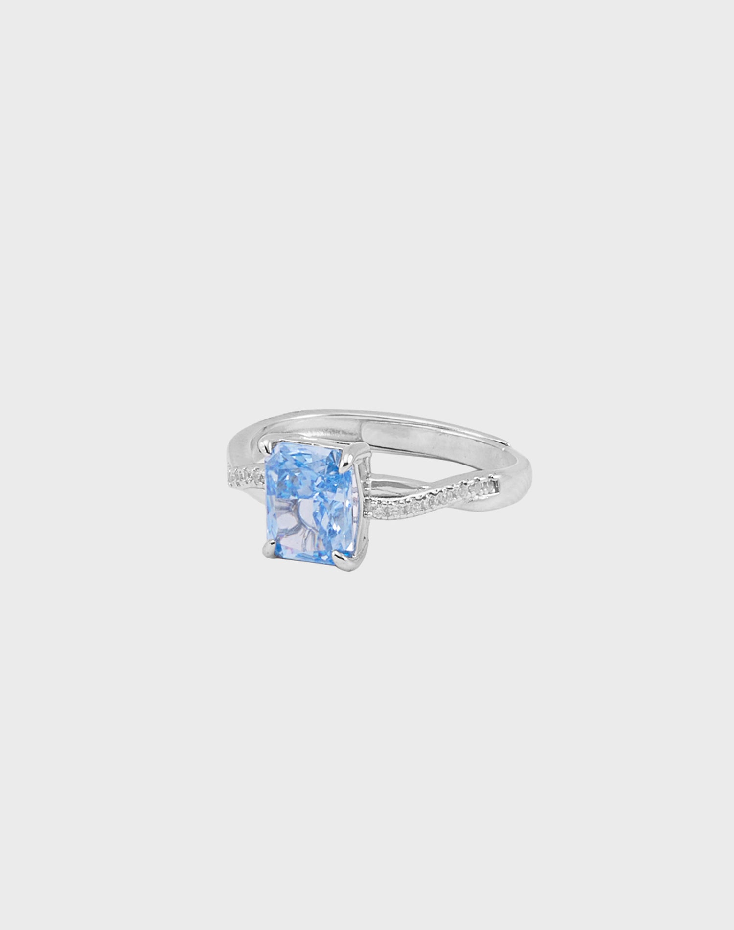 Silver Ocean Waves Solitaire Ring