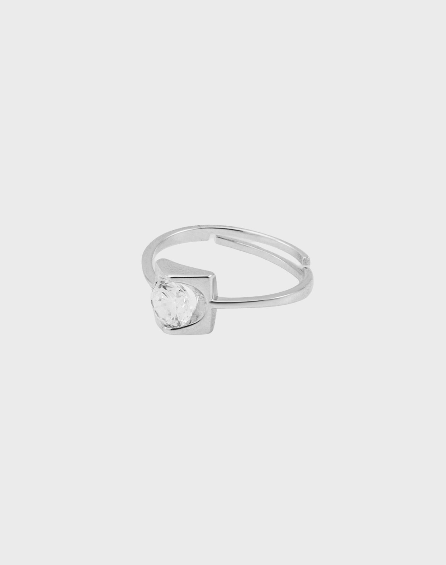 Silver Sculptura Solitaire Ring