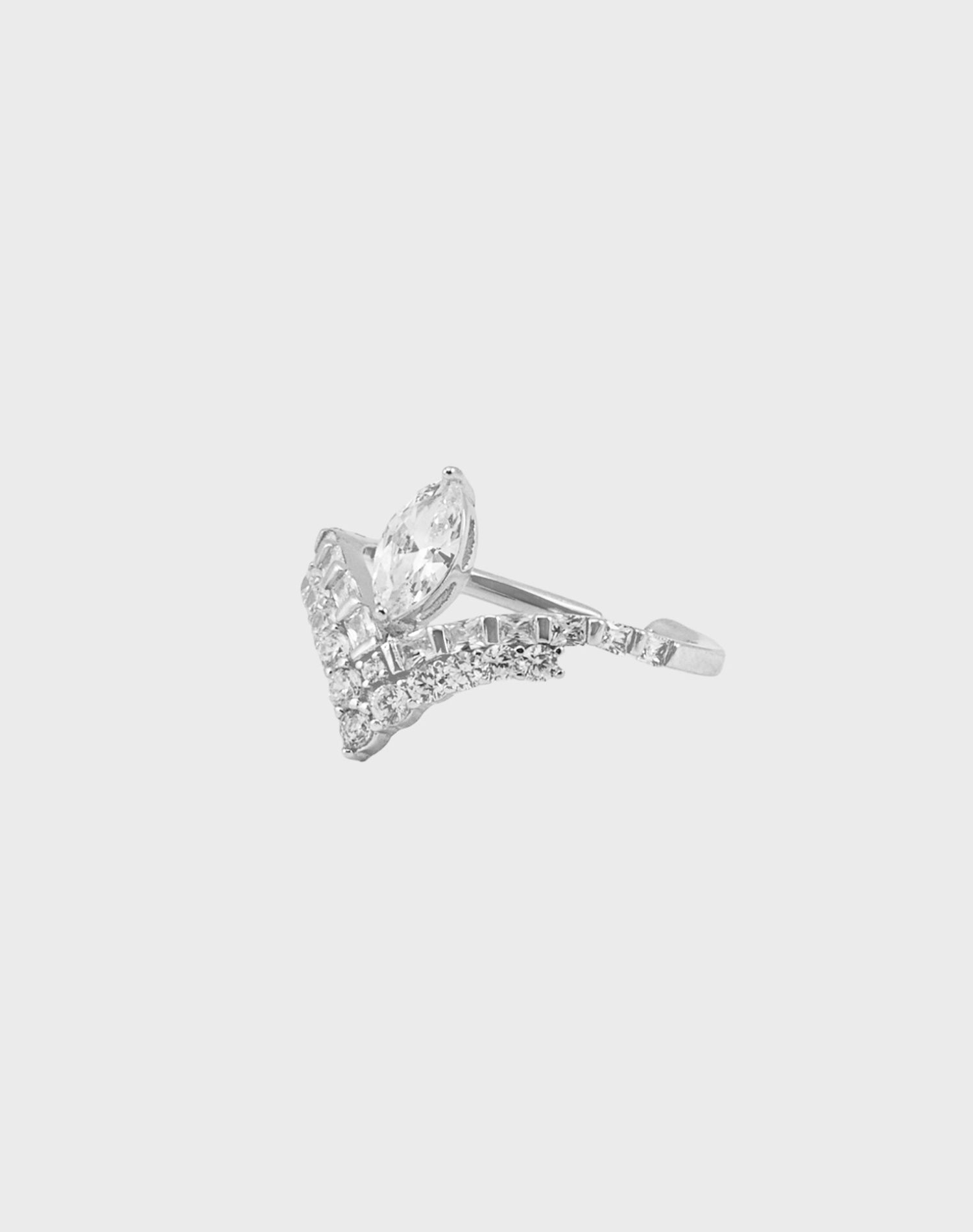 Silver Marquise Chevron Ring