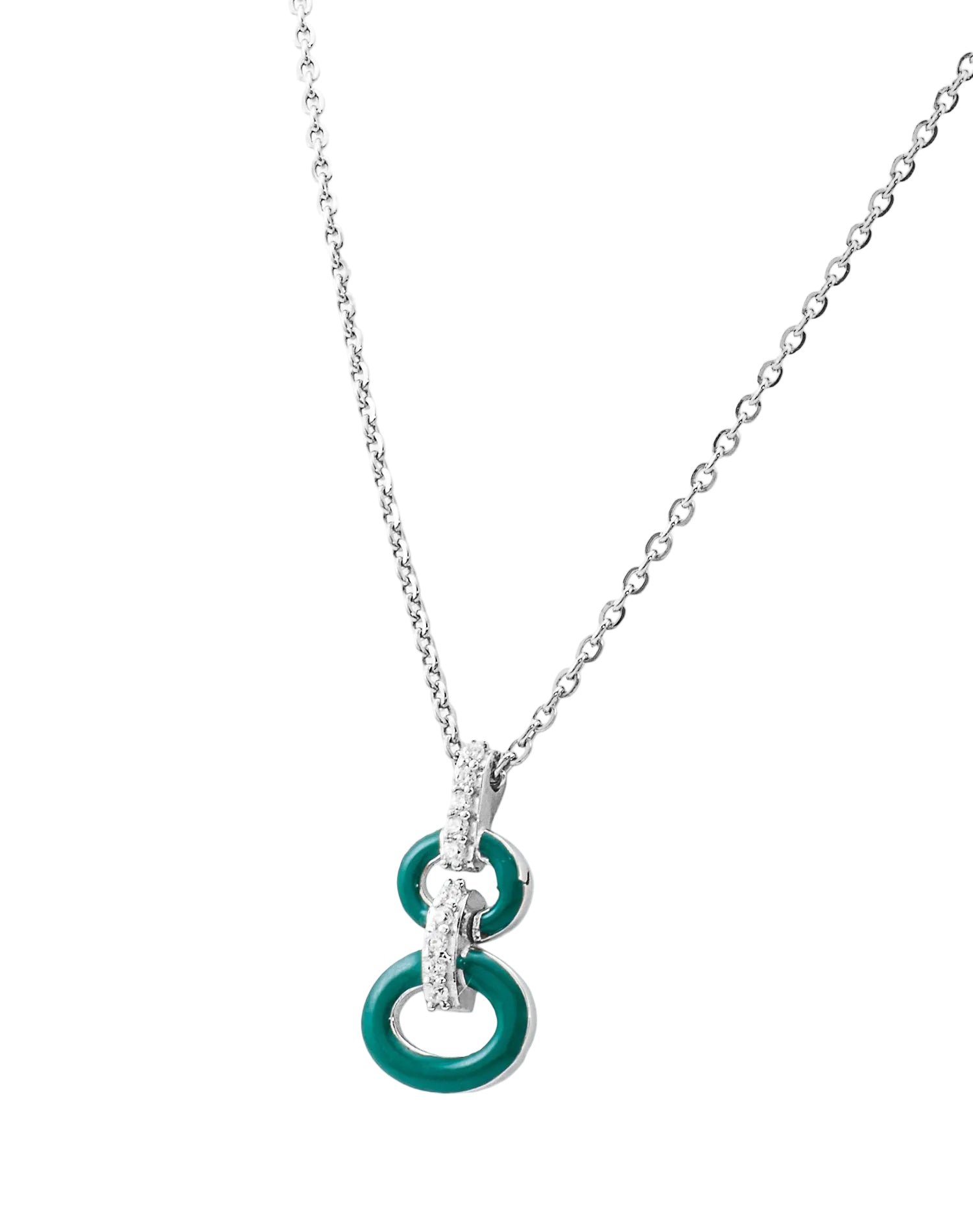 Silver Link & Wink Enamel Pendant Chain