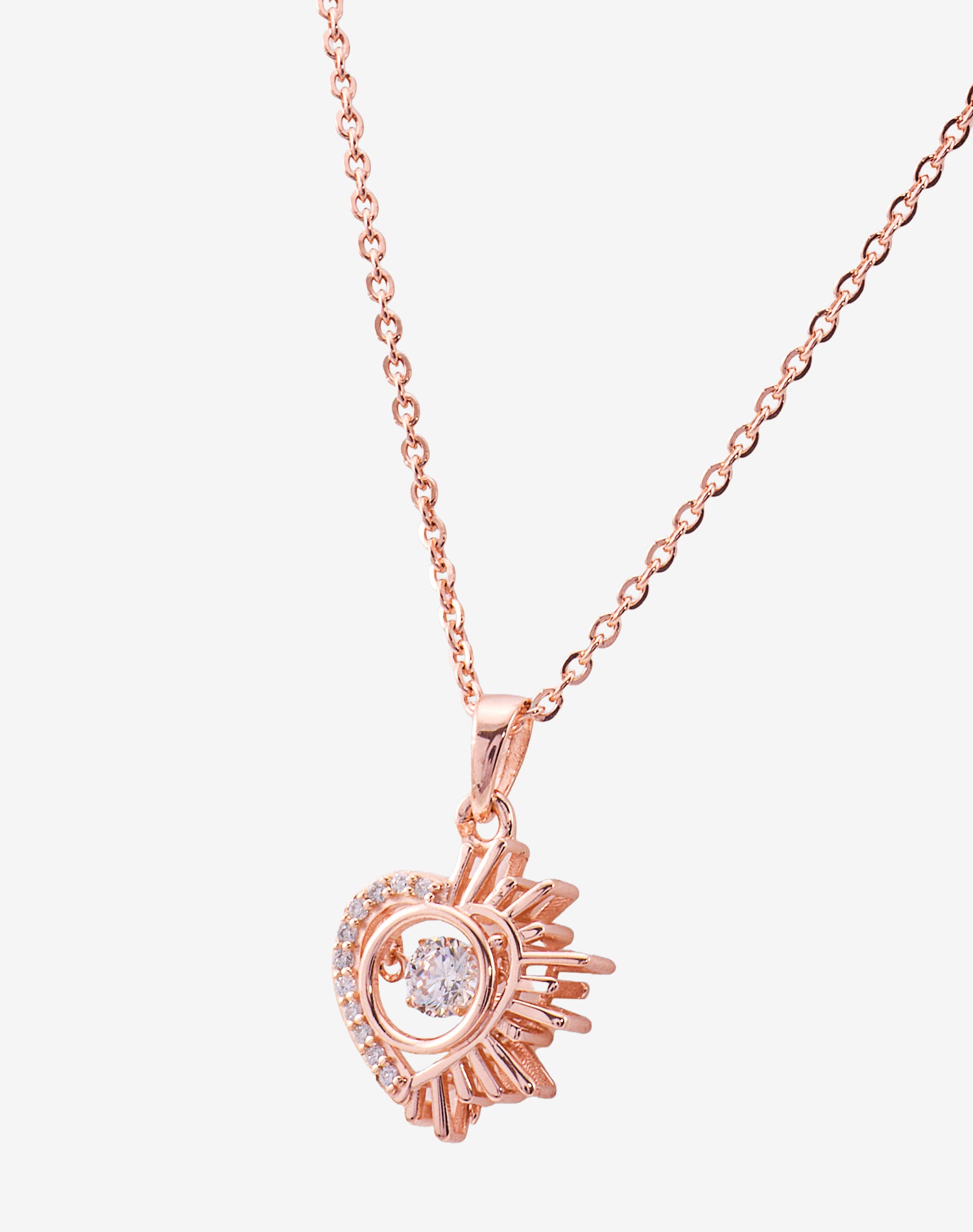 Rose Guardian Heart Dancing Diamond Pendant Chain