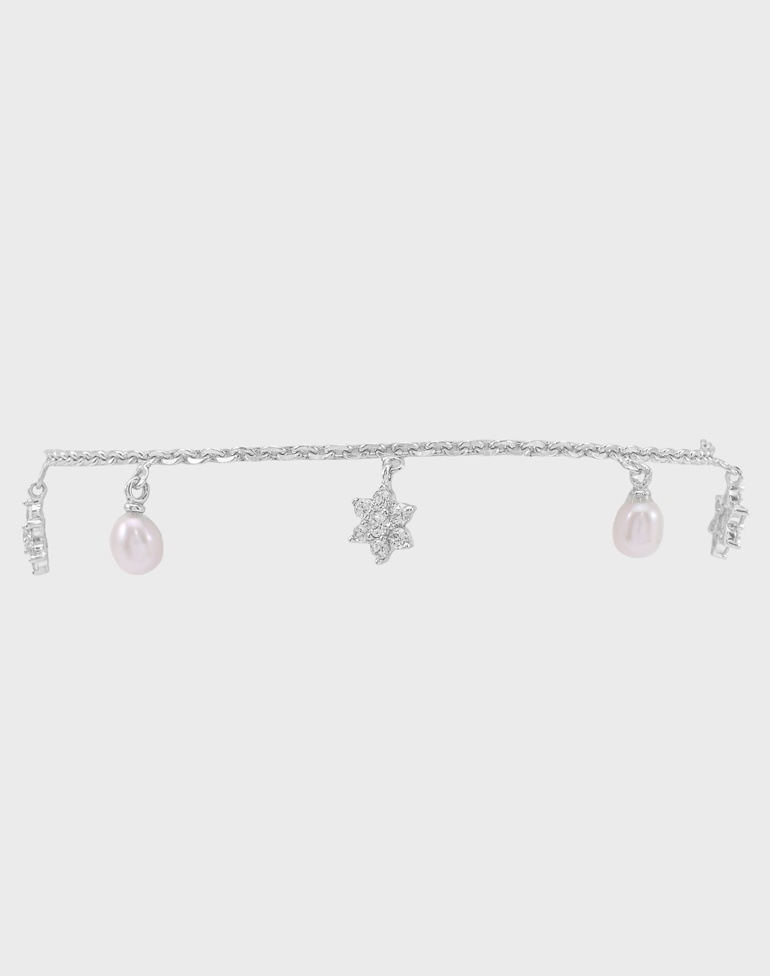 Silver Bloom Pearl Charm Bracelet