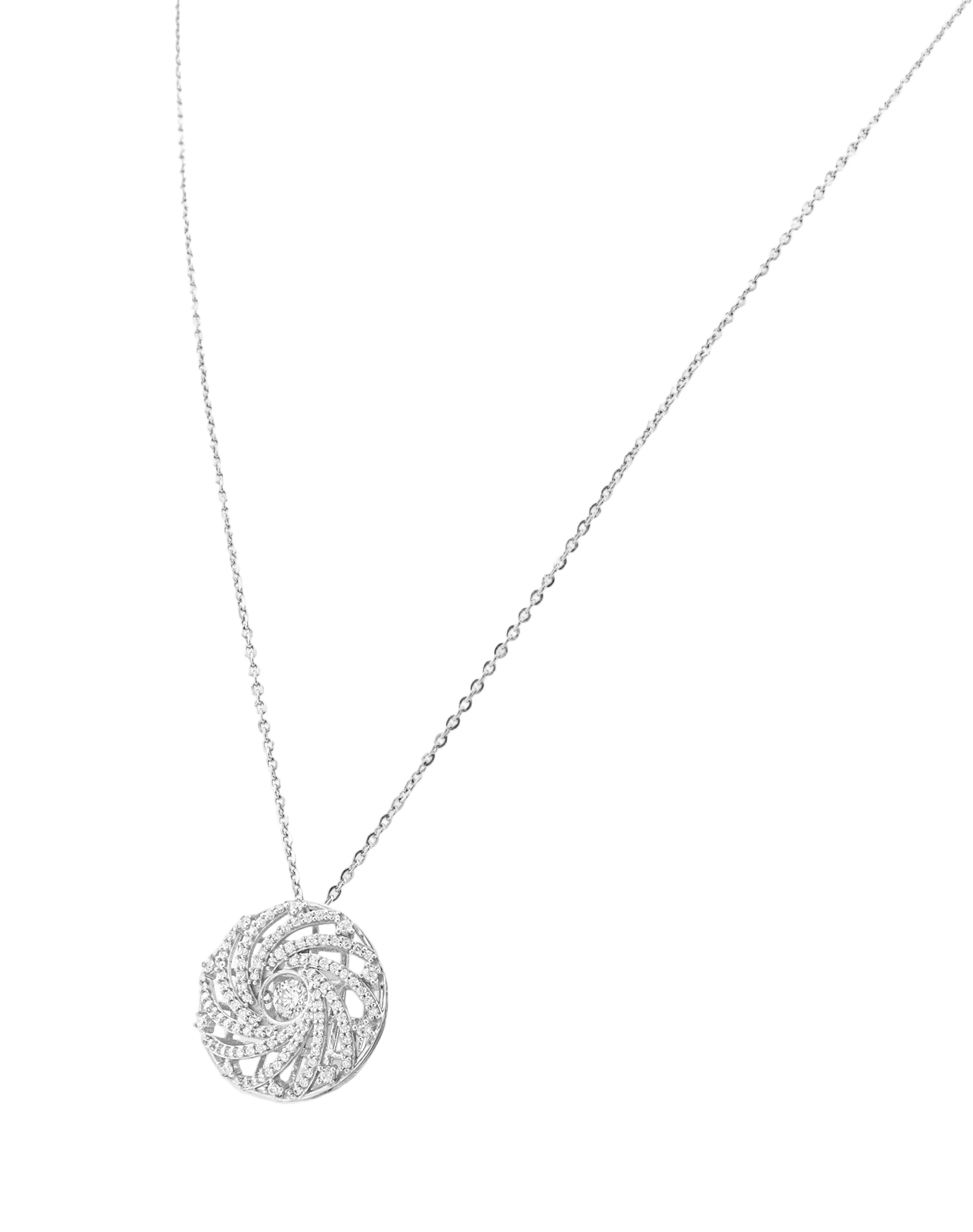 Silver Motion Dancing Diamond Pendant Chain